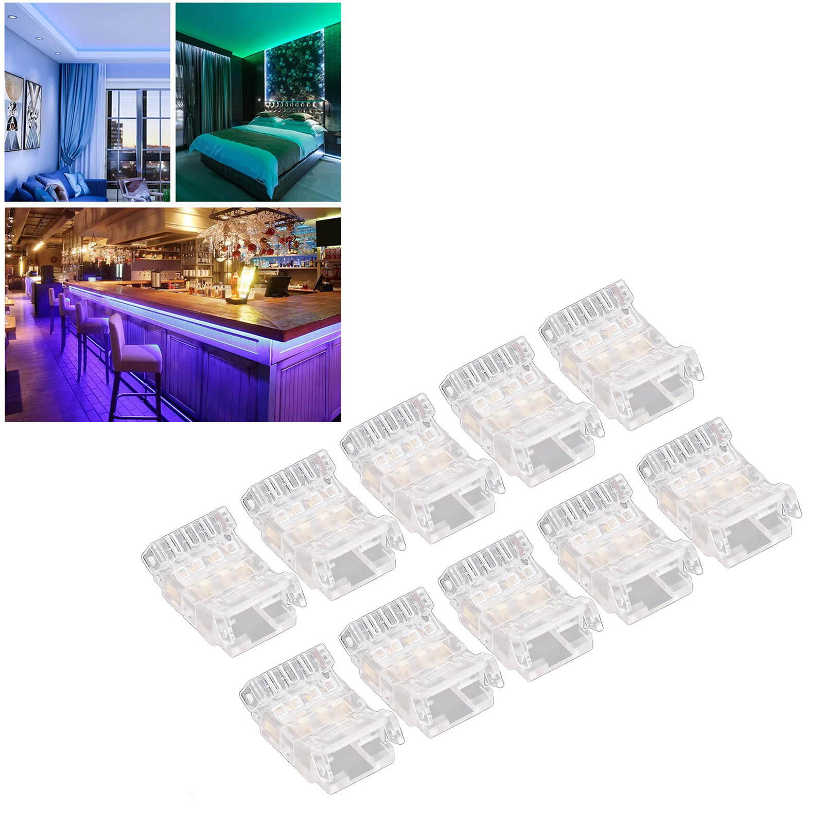Anschluss Für Cob-led-streifen, Led-adapter, 4-poliger, Lötfreier, Transparenter Anschluss Für Led-streifen, Anschluss Für Lückenlose Schienenbeleuchtung