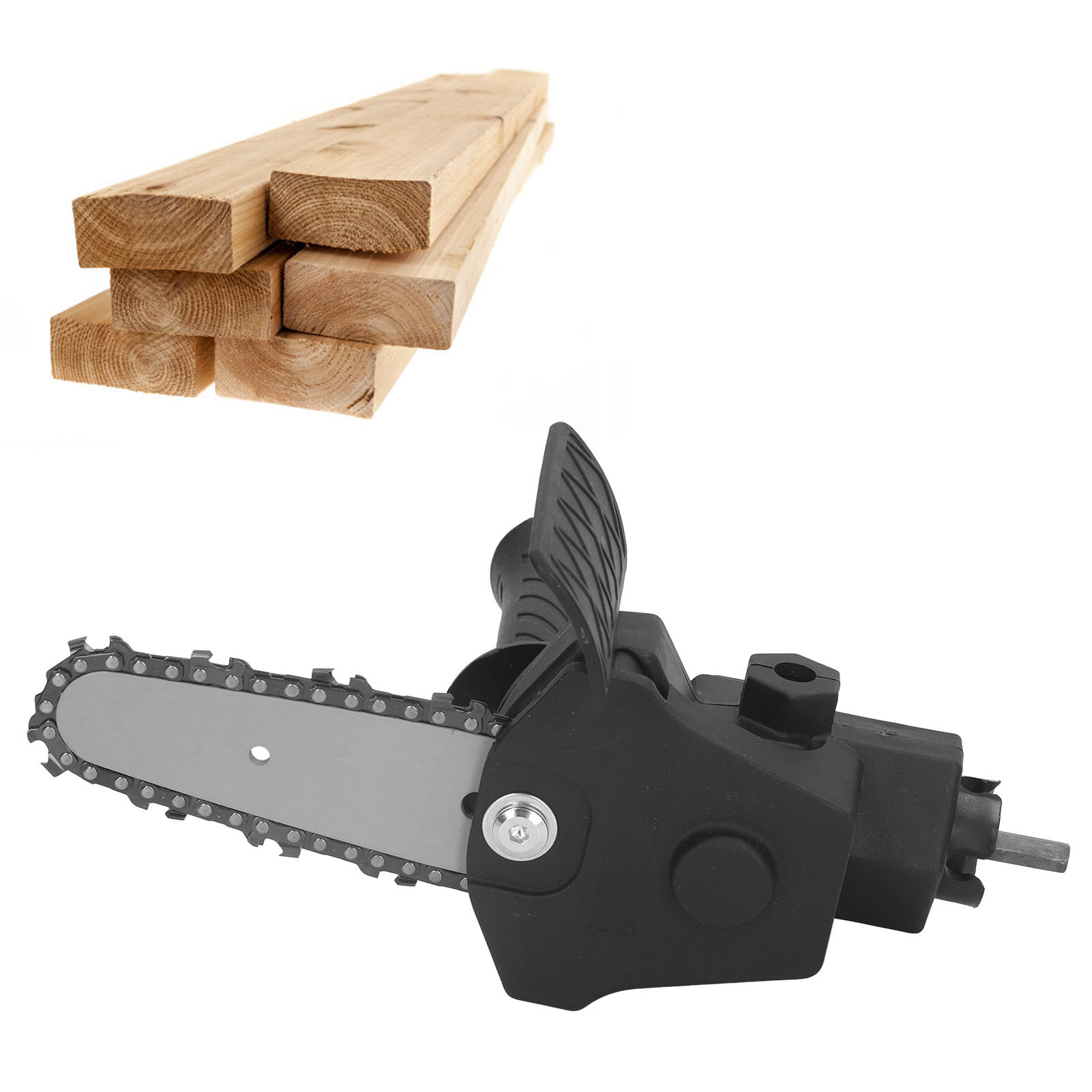 4/6-zoll-elektrobohrmaschine Auf Mini-kettensägen-konverter: Schneidwerkzeug Für Die Holzbearbeitung (diy) 4-zoll-elektrobohrmaschine Auf Mini-kettensäge (schwarze Ausführung)
