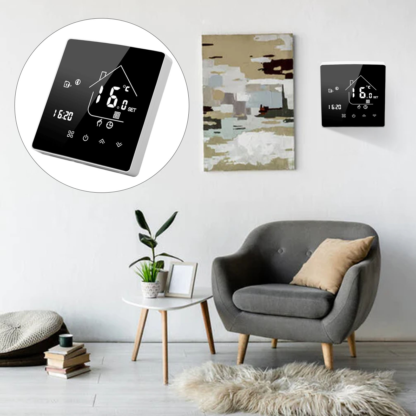 Verdeckter Intelligenter Thermostat Modell 86, Touchscreen-thermostat, Digitalanzeige-thermostat, 95-240v Wandheizkessel (ohne Wlan)