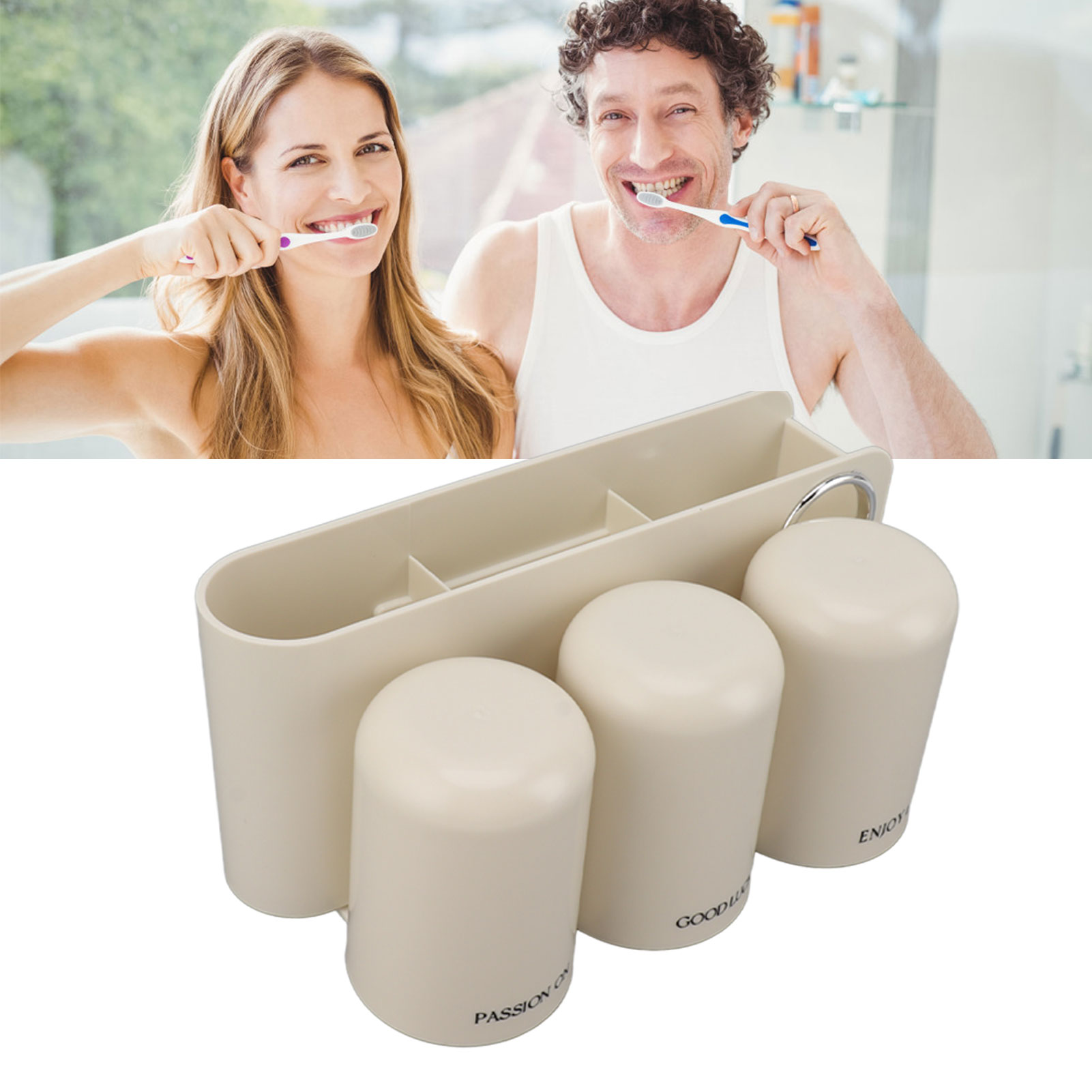 Zahnbürstenhalter, Wandmontierter Zahnpastahalter Fürs Badezimmer, Mundspülbecher, Zahnputzbecherhalter Ohne Bohren, Dreiteiliger Wandmontierter Zahnbürstenhalter