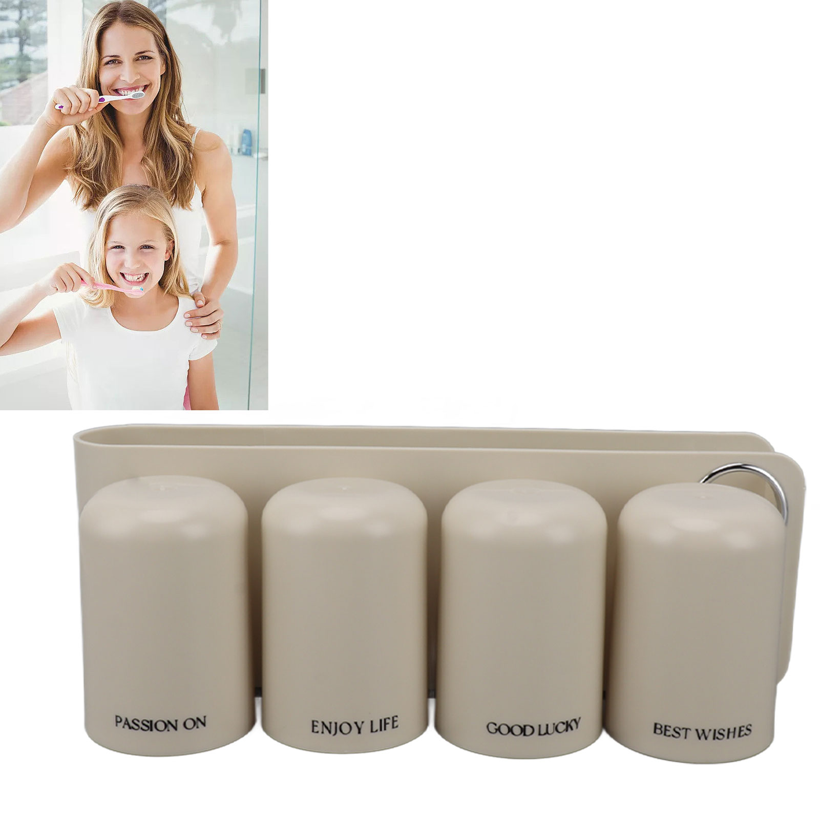 Zahnbürstenhalter, Wandmontierter Zahnpastahalter Fürs Badezimmer, Mundwasserbecherhalter, Zahnpflegebecherhalter Ohne Bohren, Wandmontierter Zahnbürstenhalter Mit Vier Fächern