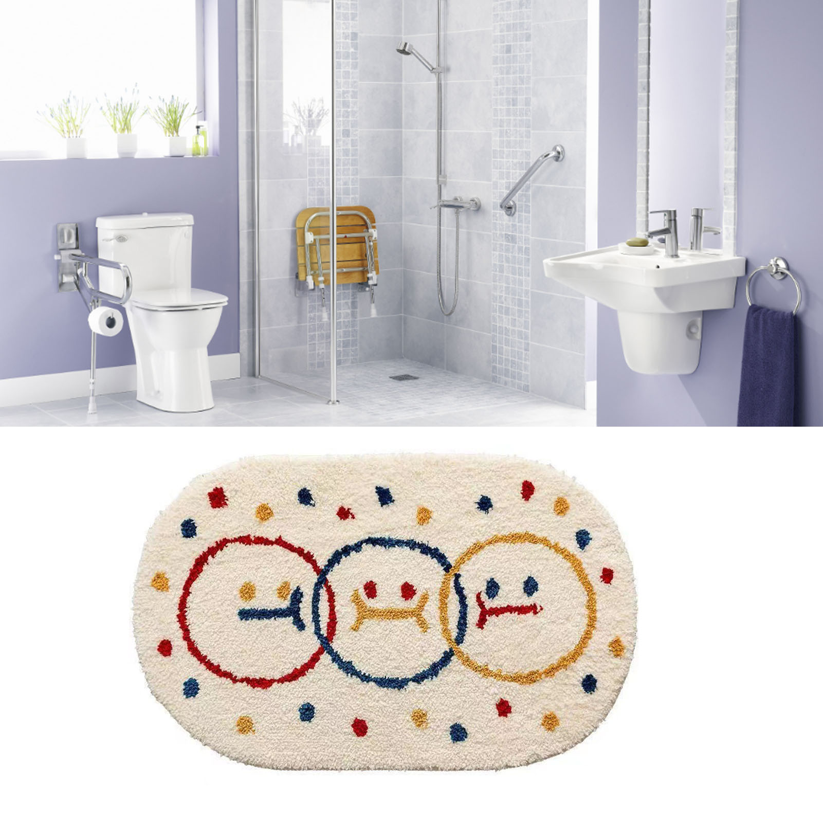 Niedlicher Teppich Aus Kunstkaschmir Mit Cartoon-muster, Saugfähig Für Bad Und Wc, Ideal Für Zuhause, Eingangsbereich Und Schlafzimmer, Smiley-gesicht-design, 60 X 90 Cm