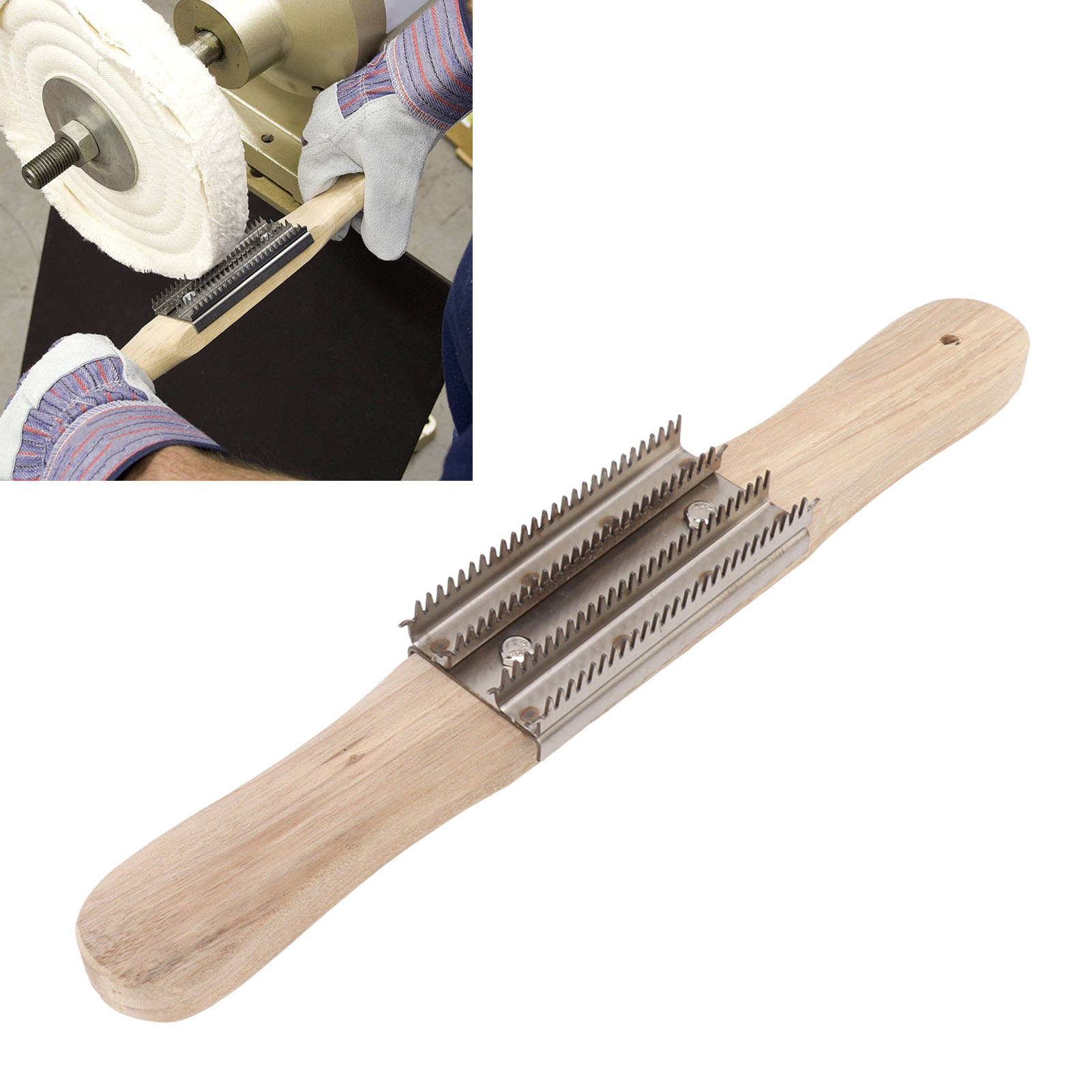 Robuste Metallpolierbürste Zum Schärfen Der Borsten Einer 37 Cm Großen Polierscheibe.