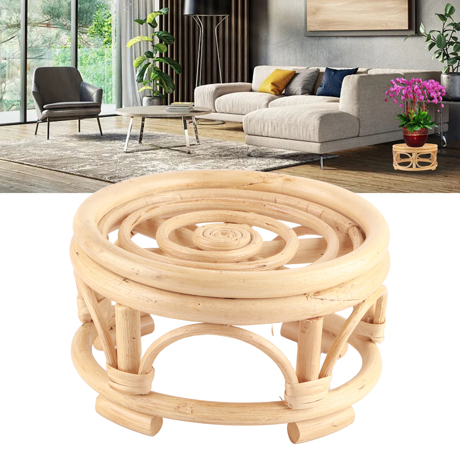 Runder Blumenständer Aus Rattan, Nordischer Stil, Geeignet Für Restaurants, Als Ständer Für Efeututen Im Innen- Und Außenbereich, Kleine Größe