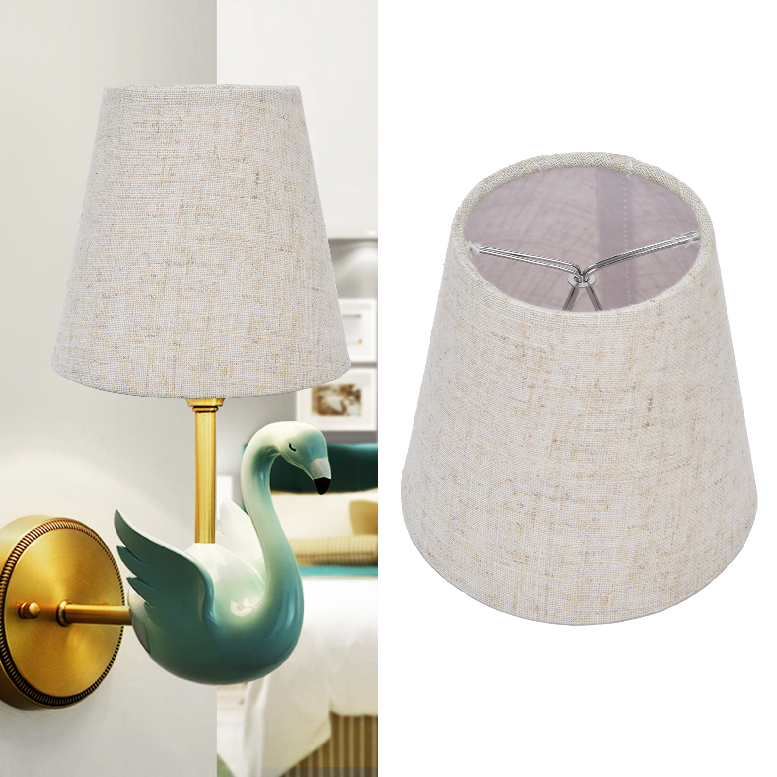 Stofflampenschirm, Minimalistischer Europäischer Stil, Zweiteiliger Klemmlampenschirm, Kompatibel Mit E14-schraubglühbirnen Für Tisch-, Steh-, Pendel- Und Wandleuchten, Pt13