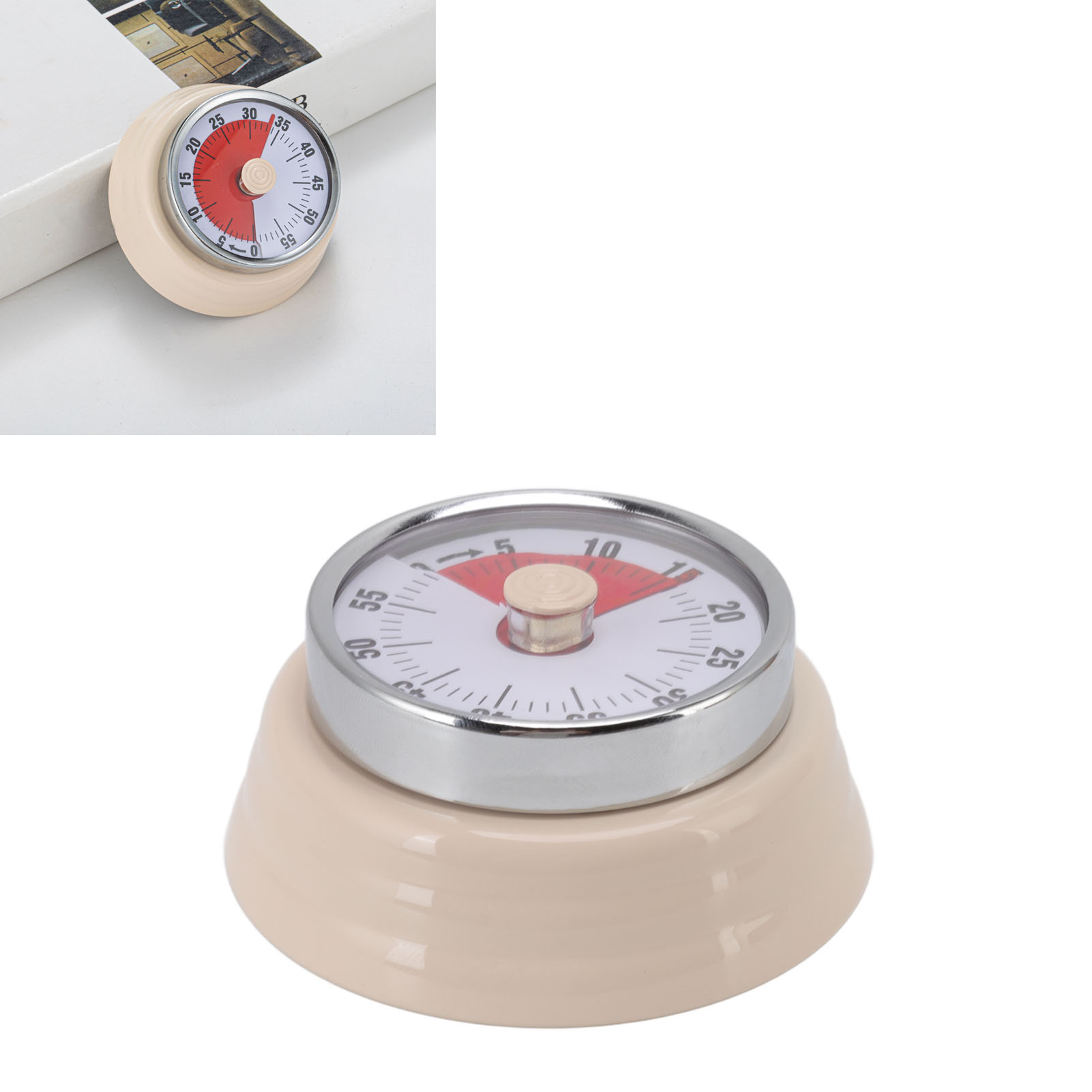 Runder Magnettimer Für Schüler Zur Zeiteinteilung Beim Kochen, Beige.
