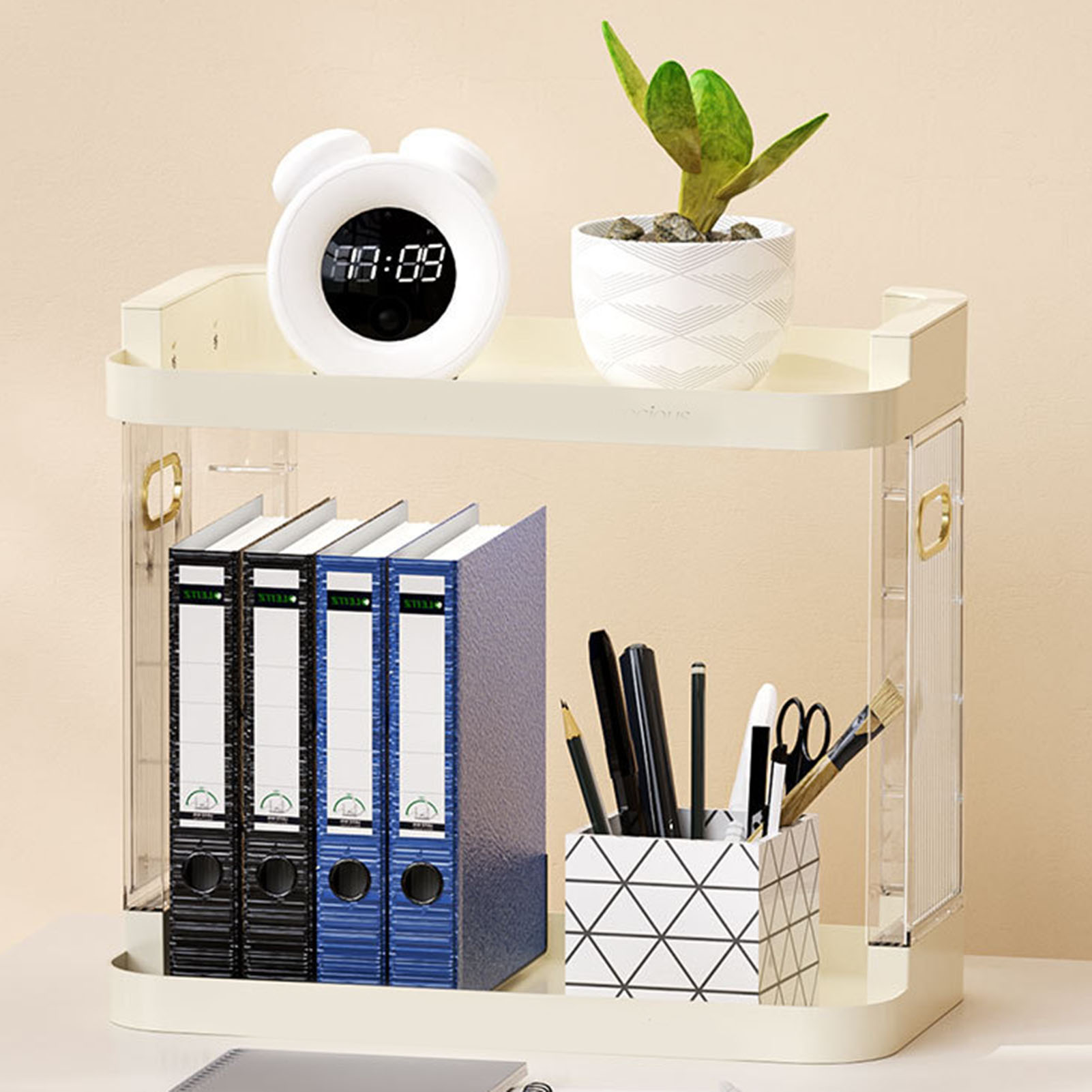 Nachttischregal, Küchenorganizer, Badezimmerregal, Becherhalter, Buchhalter, Kosmetikablage Fürs Büro, Parfümhalter, Mittlere Größe, 2 Ebenen