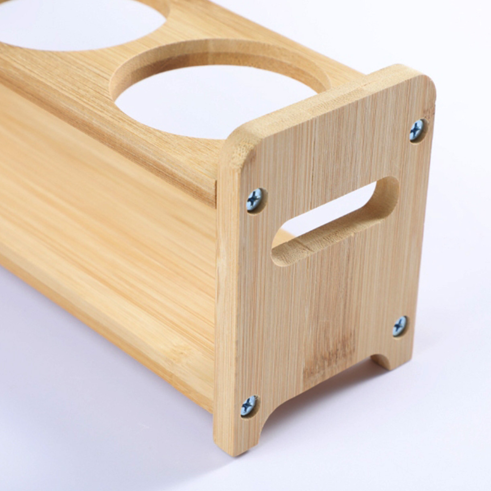 Runde Und Quadratische Regale Aus Bambus Und Holz Zur Aufbewahrung Von Ölflaschen, Gewürzgläsern Und Kleinen Runden Ölflaschen Mit 4 Löchern.