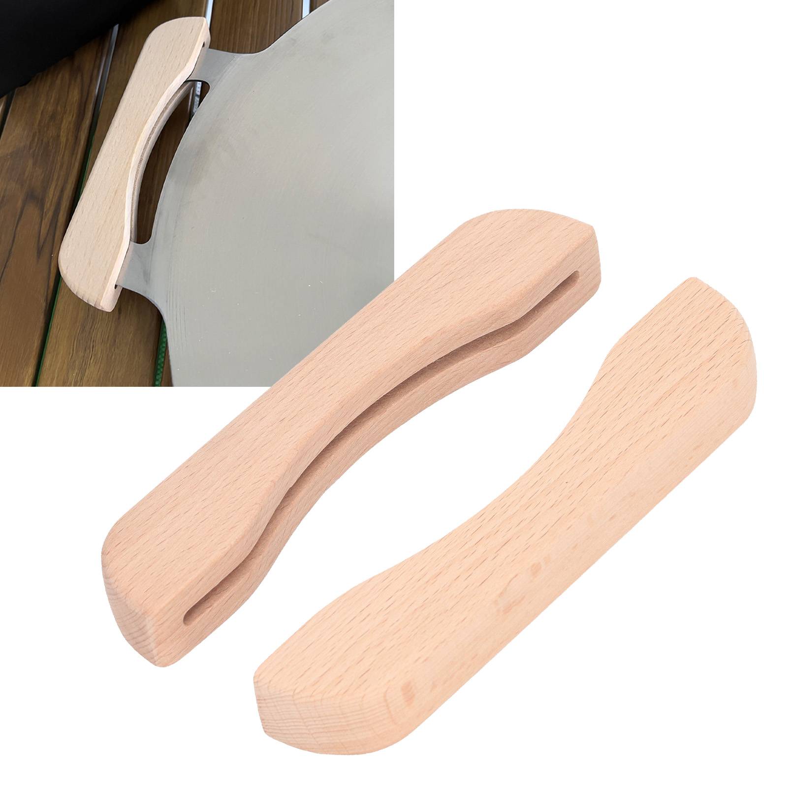 Set Mit 2 Tragbaren Camping-grillpfannen Mit Holzgriffen, Koreanischer Stil, Hitzebeständig, Runde Grillpfannen Mit Zwei Holzgriffen