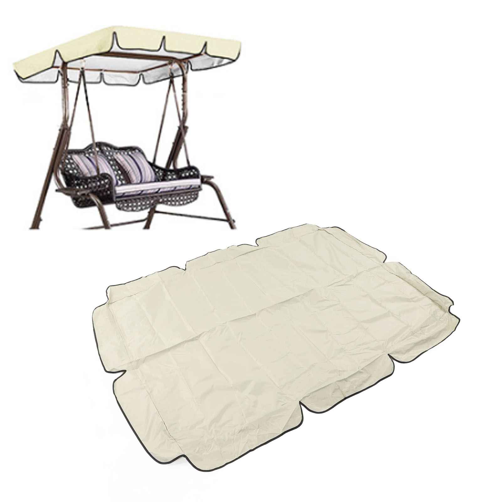 Sitzbezug/kissen Für 3-sitzer-schaukel/hängematte Aus Silbernem 420d Oxford-gewebe, Wasserdicht, Aus Beigefarbenem Polyester-taft, 164 X 114 X 15 Cm, Für Garten Oder Terrasse.