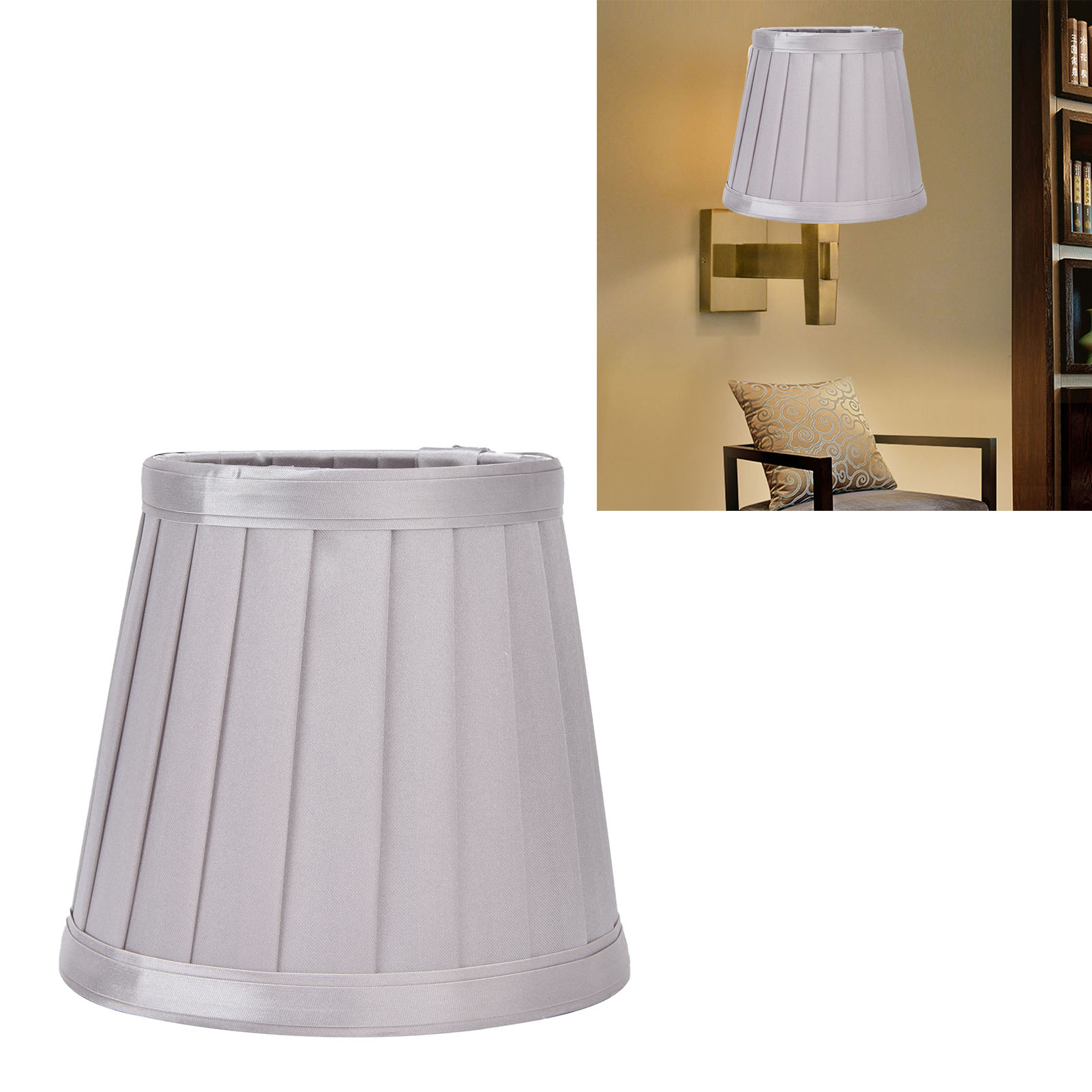 Lampenschirm Aus Stoff, Minimalistischer Europäischer Stil, Stoffstreifenstruktur, Zweiteiliger Klemmlampenschirm, Kompatibel Mit E14-leuchtmitteln (tischlampen, Stehlampen, Pendelleuchten, Wandleucht