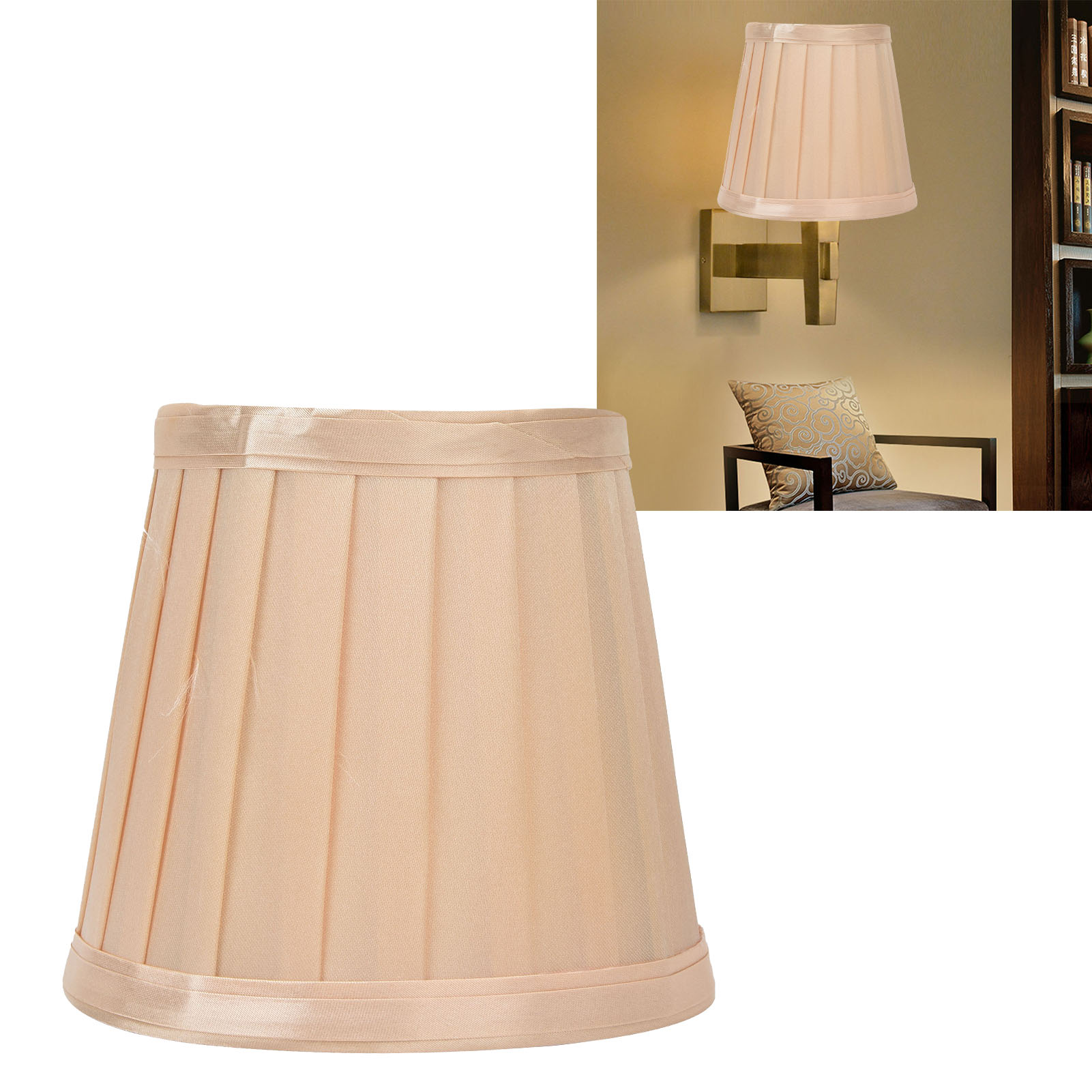 Lampenschirm Aus Stoff, Minimalistischer Europäischer Stil, Stoffstreifenstruktur, Zweiteilige Clipbefestigung, Kompatibel Mit E14-leuchtmitteln (tischlampen, Stehlampen, Pendelleuchten, Wandleuchten)