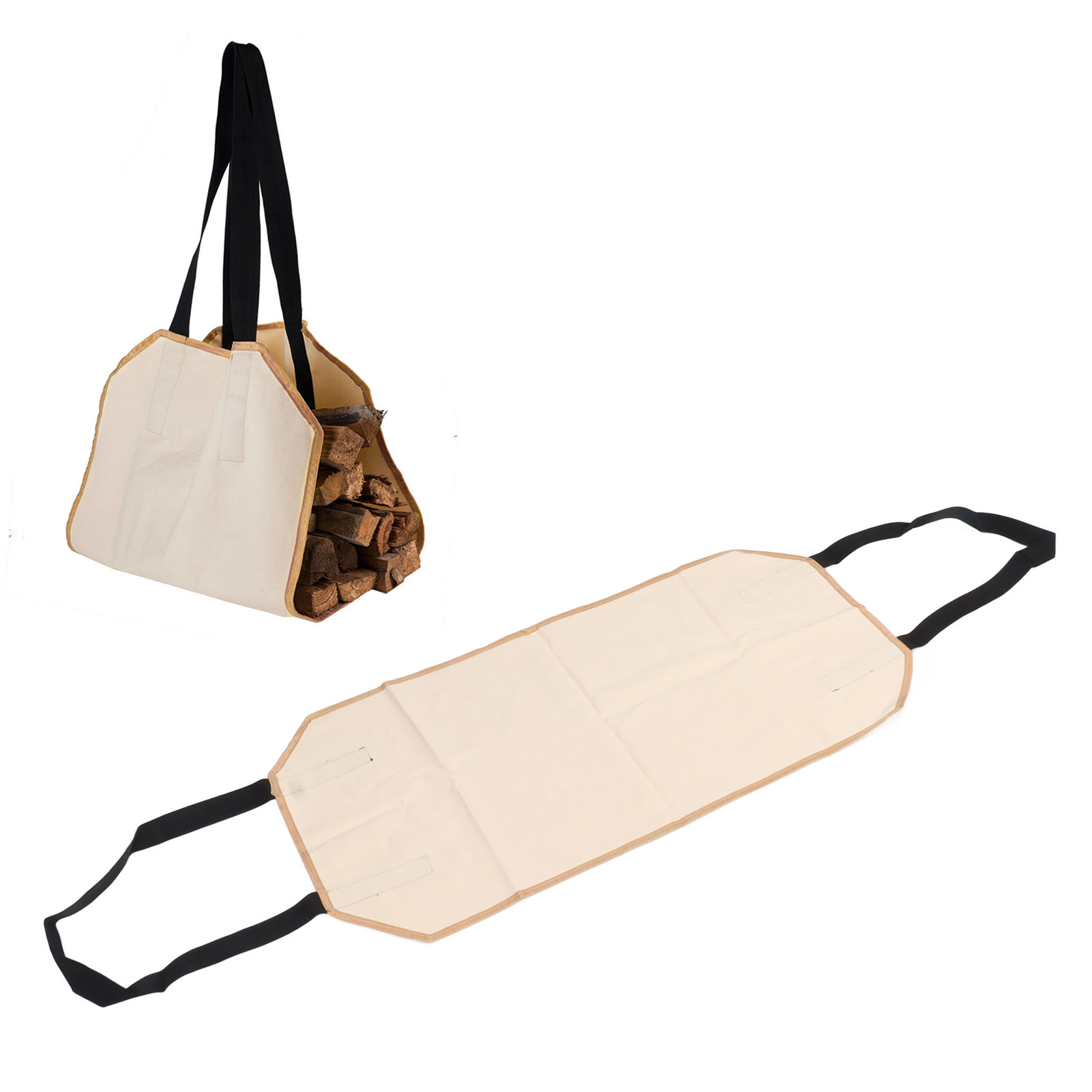 Brennholzsack Aus Segeltuch, Tragbarer Und Strapazierfähiger Holzfällersack Aus Segeltuch, Brennholzwerkzeugtasche, Beige.