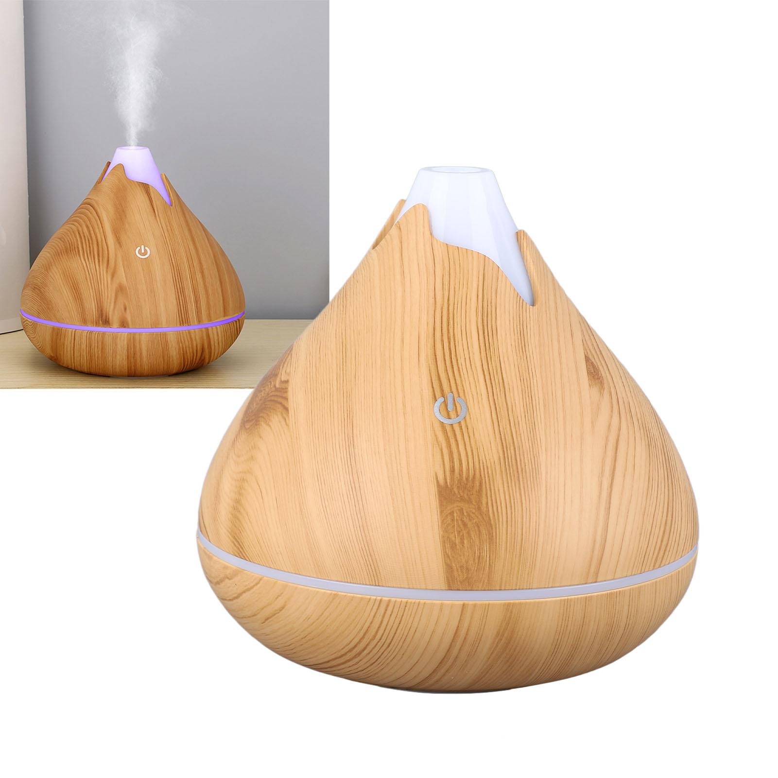 Usb-tischluftbefeuchter Mit Farbigem Nachtlicht, Ideal Für Zuhause Und Büro, Leiser Betrieb, Aromatherapie Und Holzoptik.