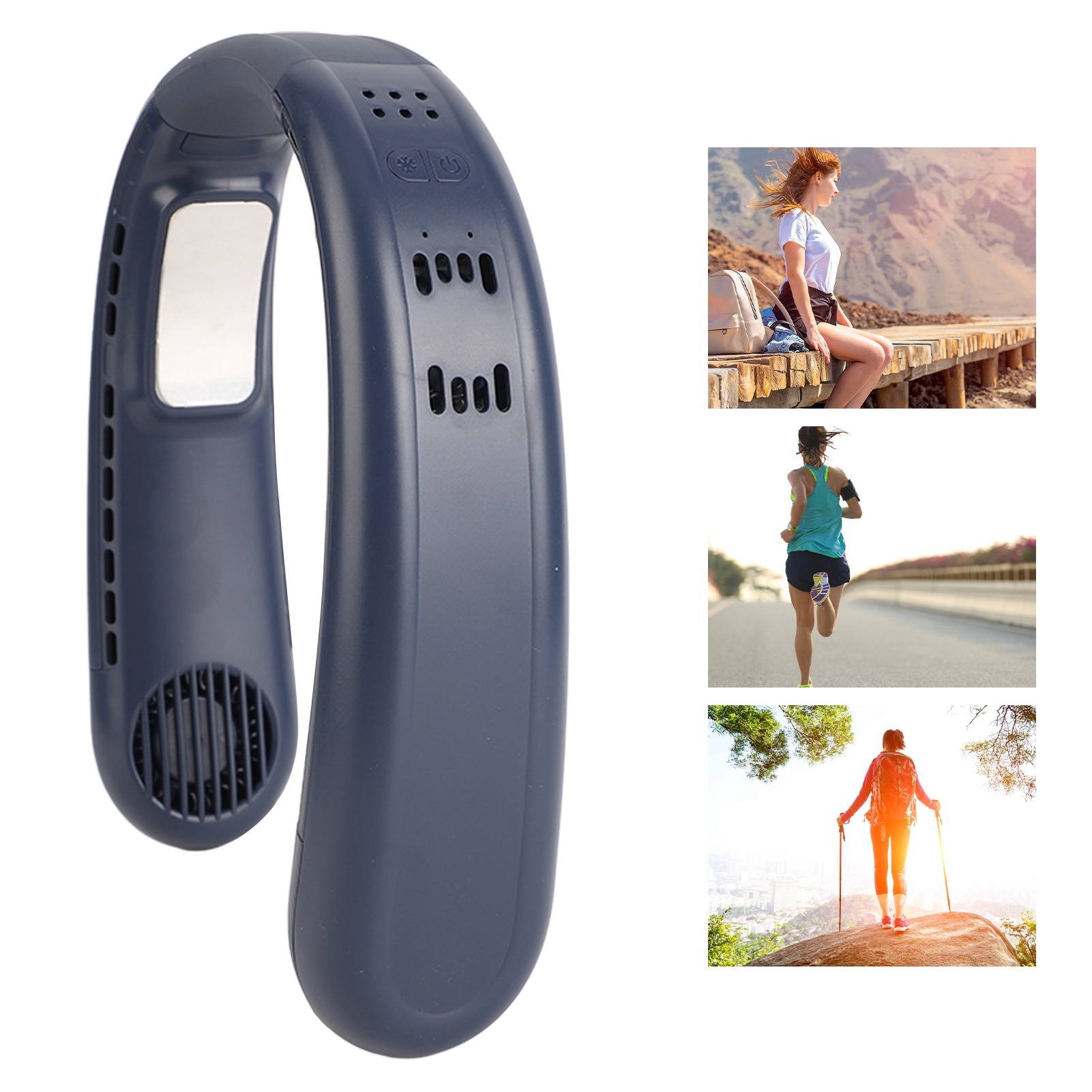 Doppellüfter Zur Kühlung Von Halbleitern, Nackenventilator, Mini-ventilator, Usb-wiederaufladbar, Blau.