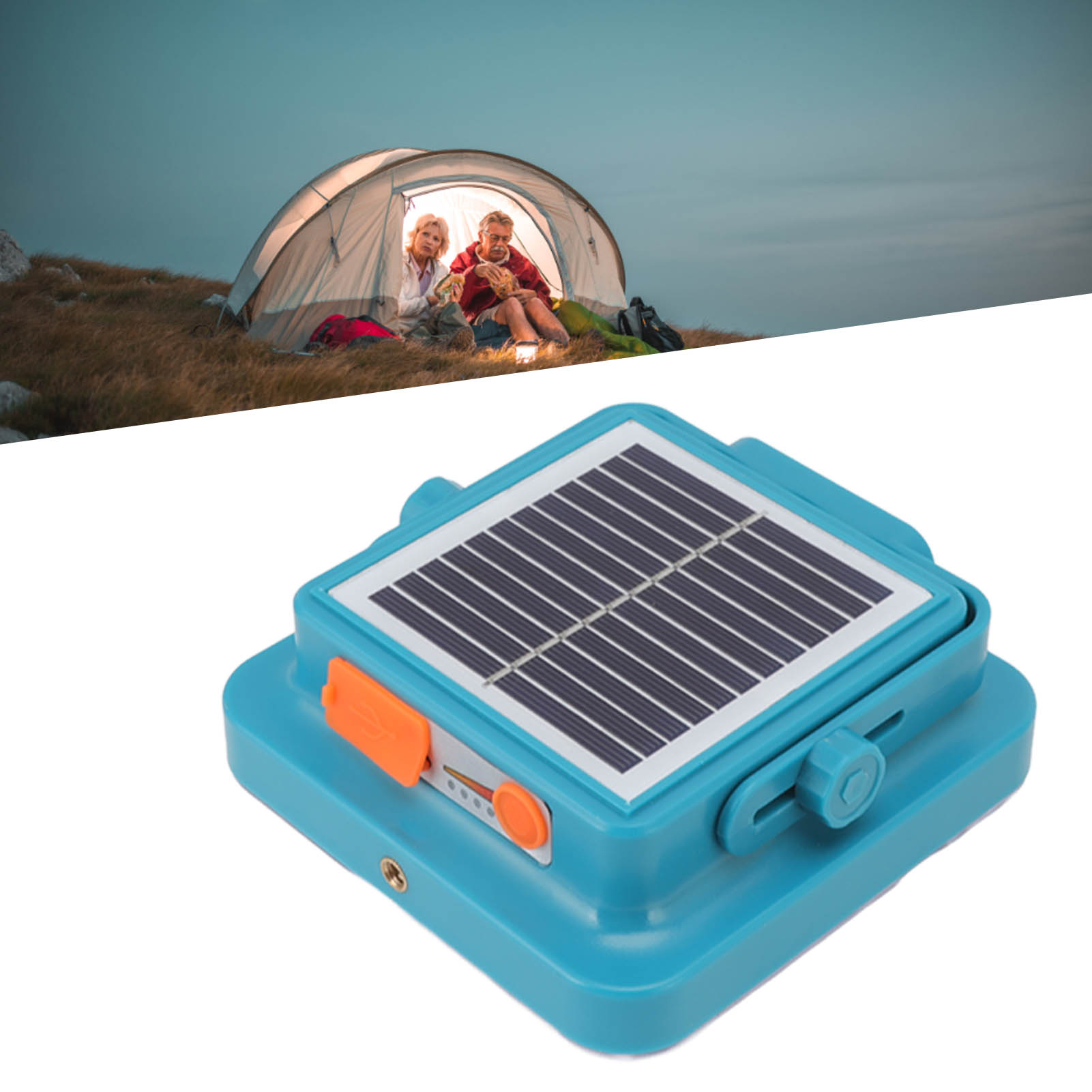 Tragbare Solar-led-campinglampe Für Den Außeneinsatz, Magnetischer Griff, Notbeleuchtung Bei Stromausfall, Blau.