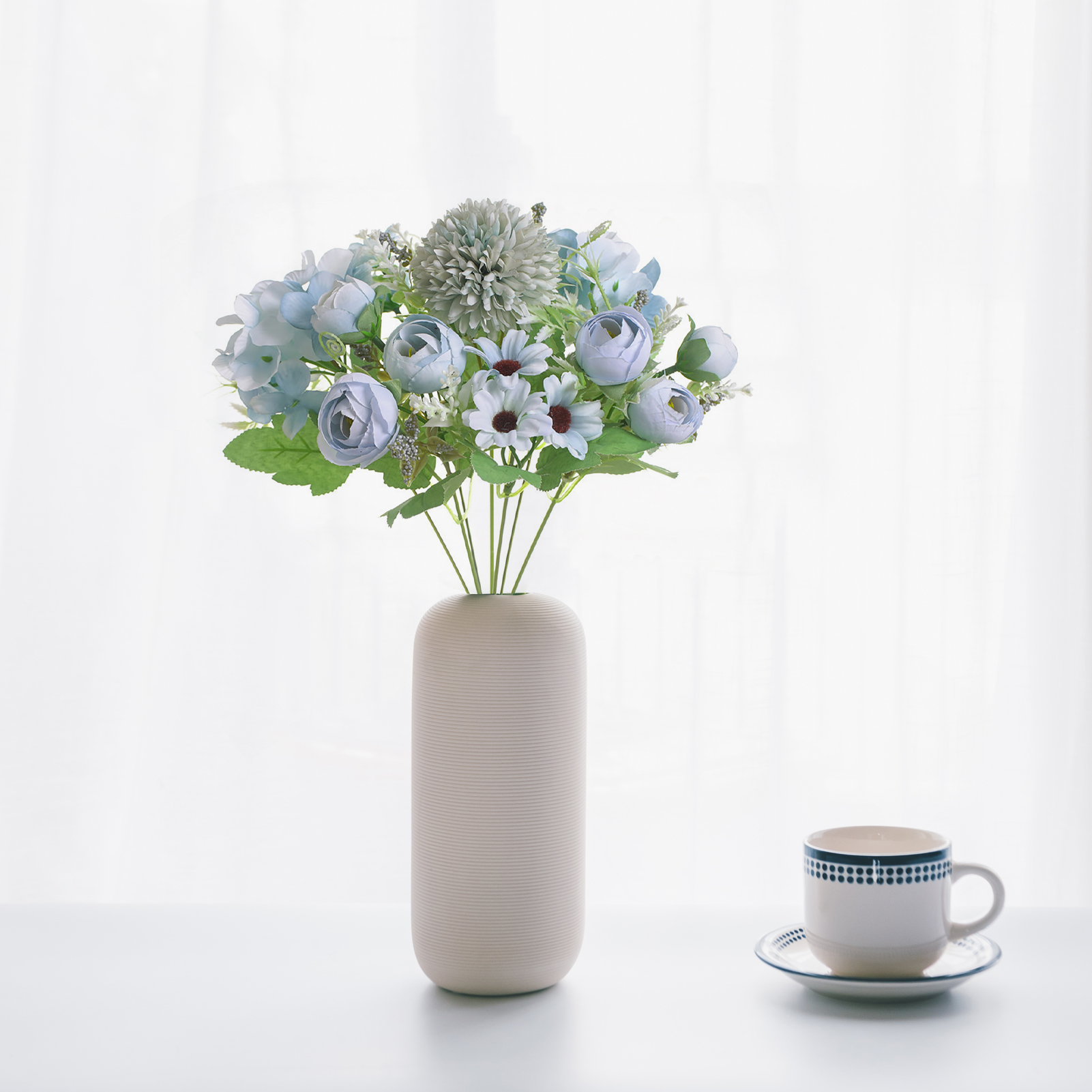 Künstliche Rosenkugel Im Nordischen Stil Mit 7-blättriger Hortensie, Ideal Für Hochzeitsfotografie Und Innendekoration, In Blau.