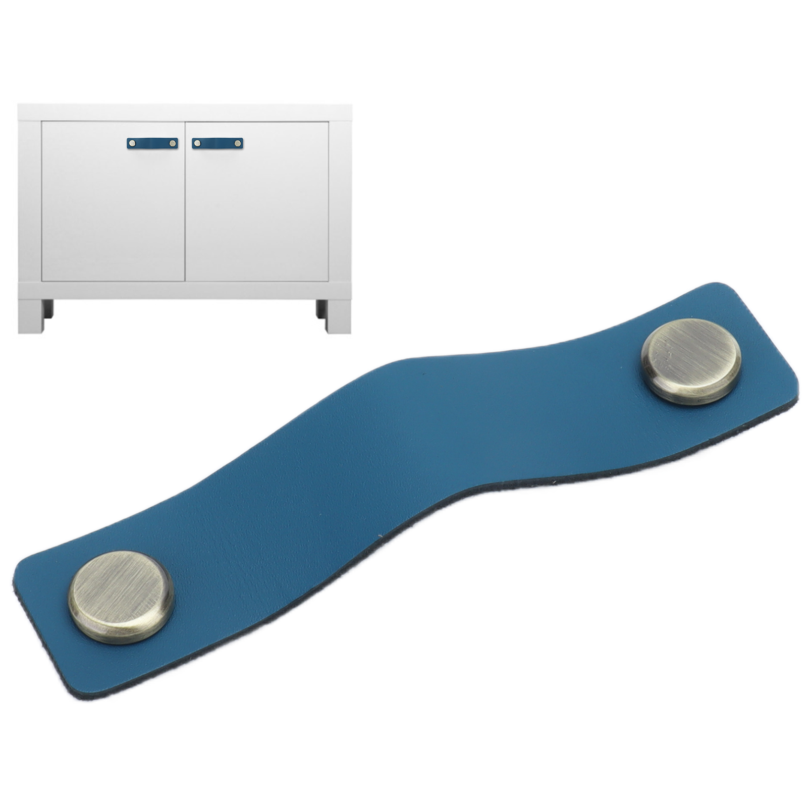 Luxuriöse, Stoßfeste Griffe Aus Echtem Leder, Moderner Minimalistischer Stil, Verdeckte Griffe Für Schranktüren, Schubladen, Schränke Und Kleiderschränke, Blau.