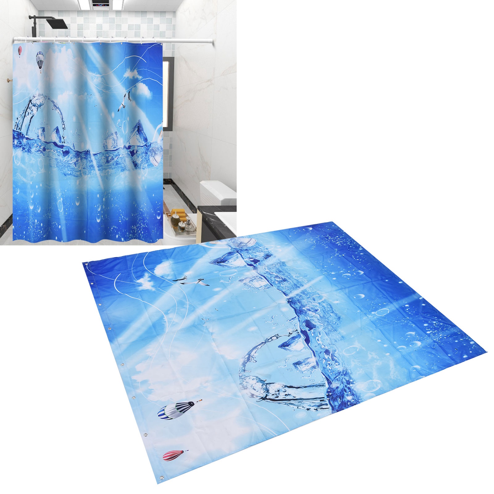 Wasserdichter Duschvorhang, Badezimmervorhang, Bedruckte Badewannendekoration Mit Haken, 180 X 200 Cm