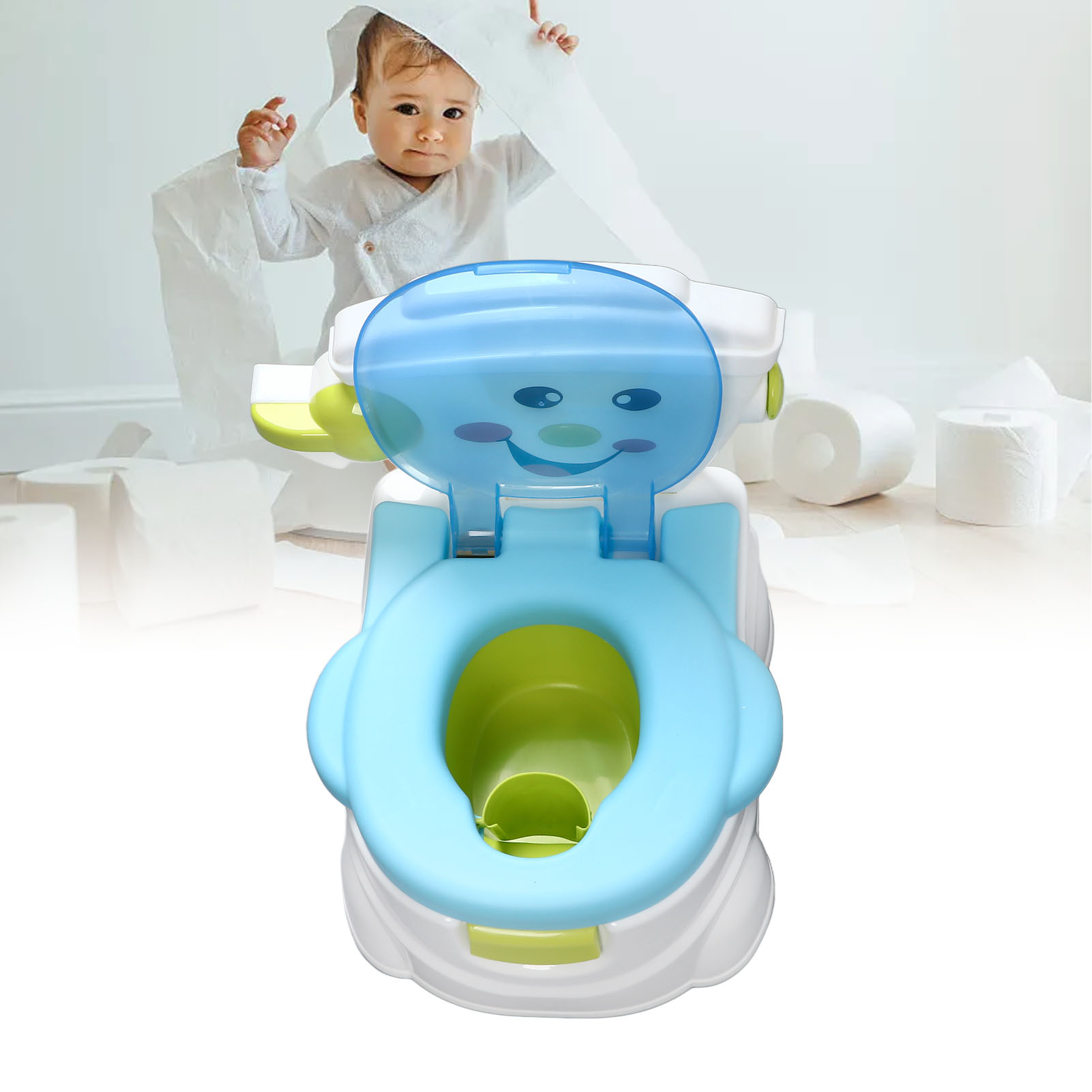 Toilettensitzverkleinerer Für Babys, Blauer Hintergrund
