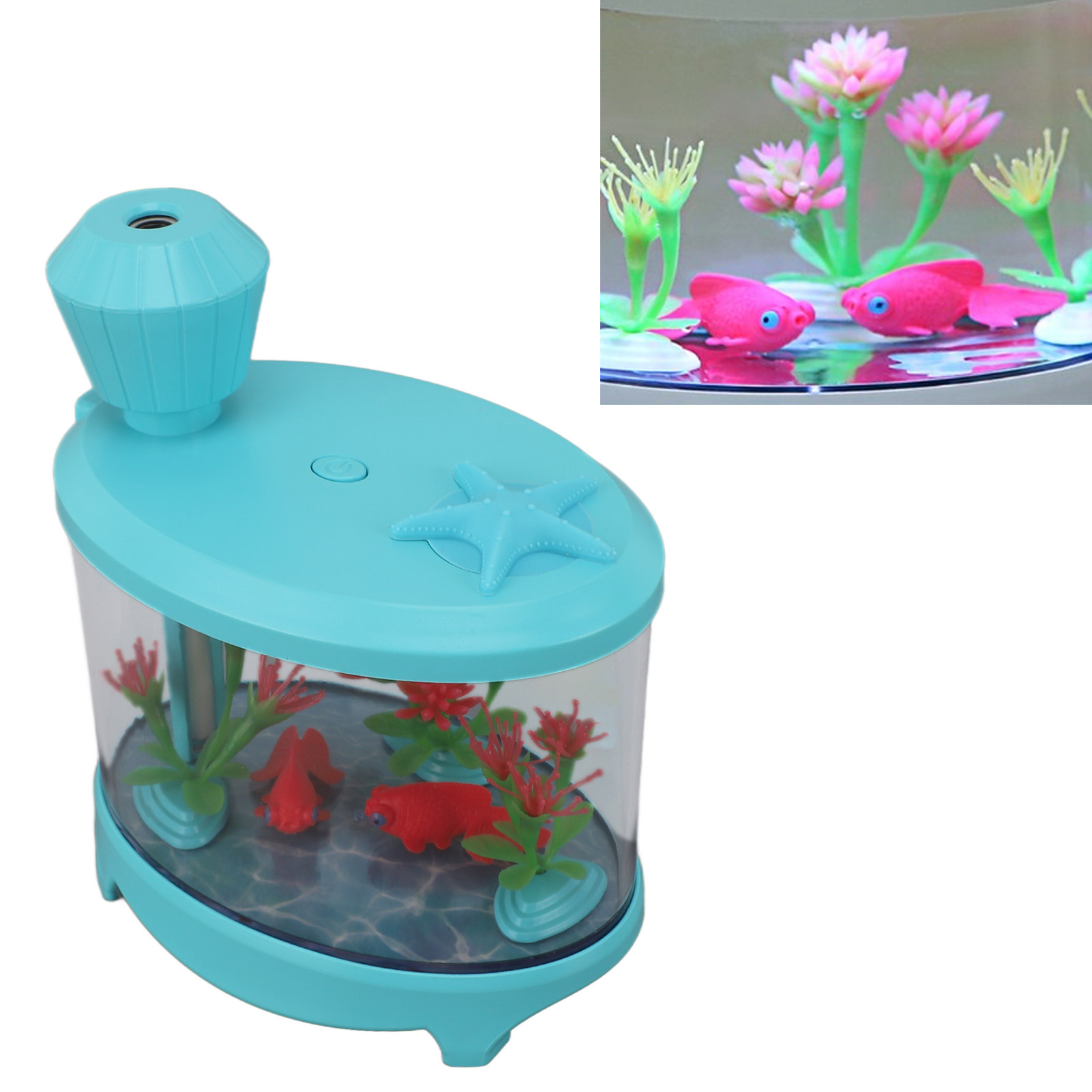 Kreativer 2-in-1 Ultraschall-luftbefeuchter Mit Aromafunktion Für Aquarien, Große Ausführung, Büro, Zuhause, Kleine Ausführung, Usb-anschluss, Leise, Fürs Auto, Ätherische Öle, Blau