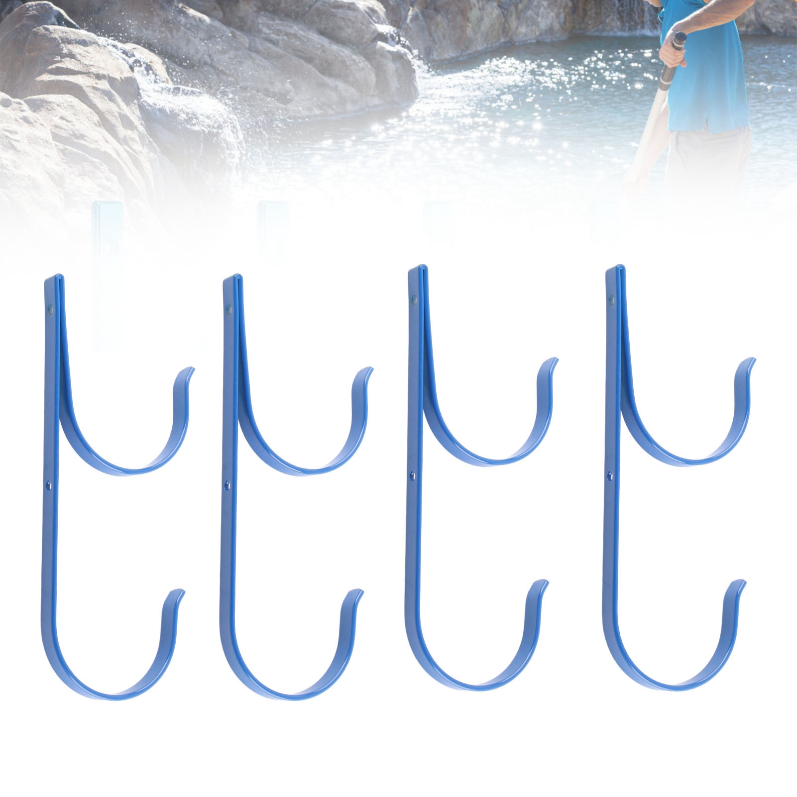 Schwimmbadzubehör: Haken Für Teleskopstangen, Halterungen Aus Aluminiumlegierung, Befestigungen Für Poolstangen, Bürsten, Saugschläuche, Blaue Gartenartikel
