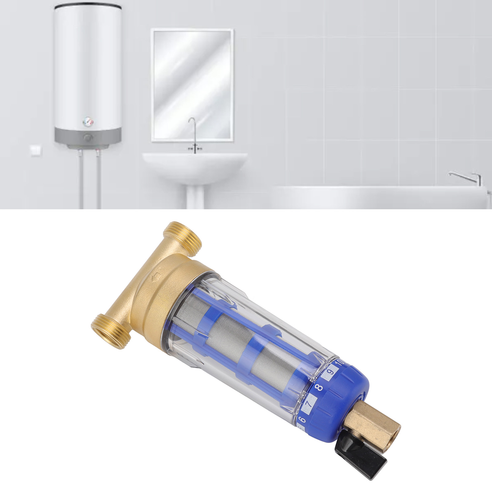 Haushalts-rückspülwasserfilter Mit 6-punkt-schnittstelle Aus Reinem Kupfer