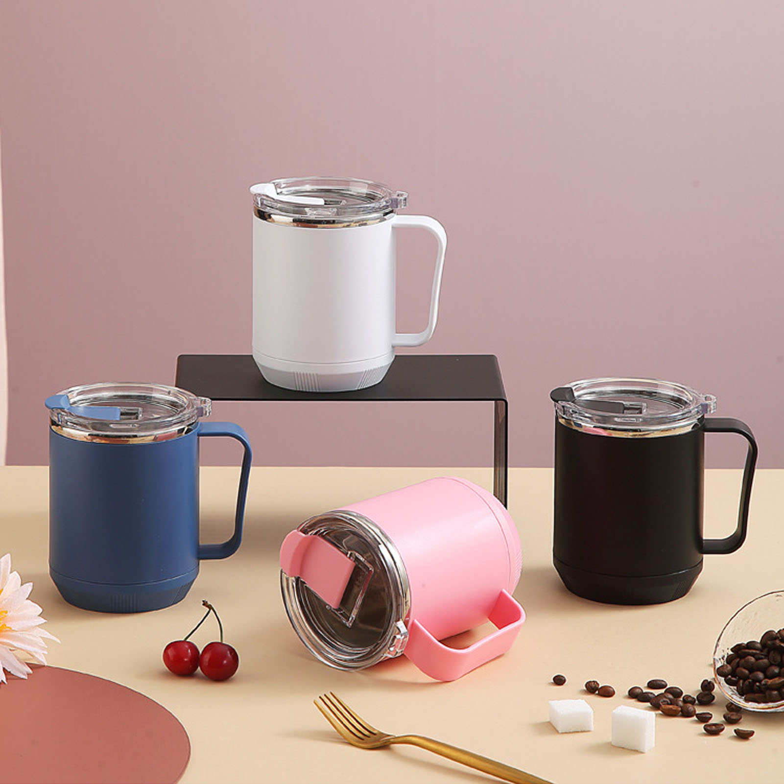460 Ml Auslaufsicherer Kaffeebecher, Praktisch Blau