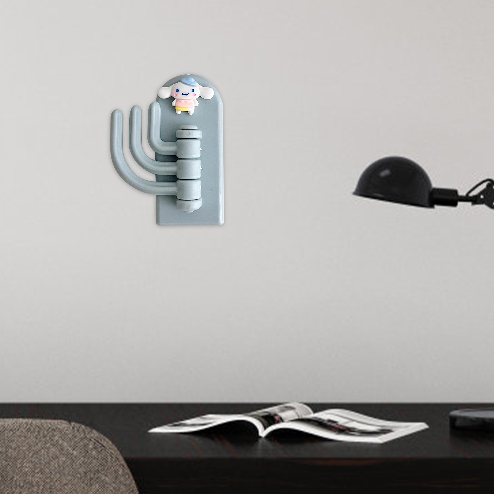 Kreativer Und Witziger Wand-/türhaken Mit Drei Haken, Blaues Welpenmotiv Mit Großen Ohren, Kein Bohren Erforderlich, Ideal Für Studentenzimmer.