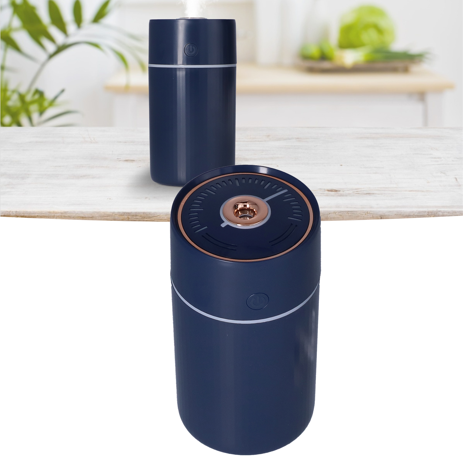 Mini-luftbefeuchter (250 Ml) Mit Zwei Geschwindigkeitsstufen, Auto-luftreiniger, Stimmungsvolles Nachtlicht, Usb-anschluss, Blau