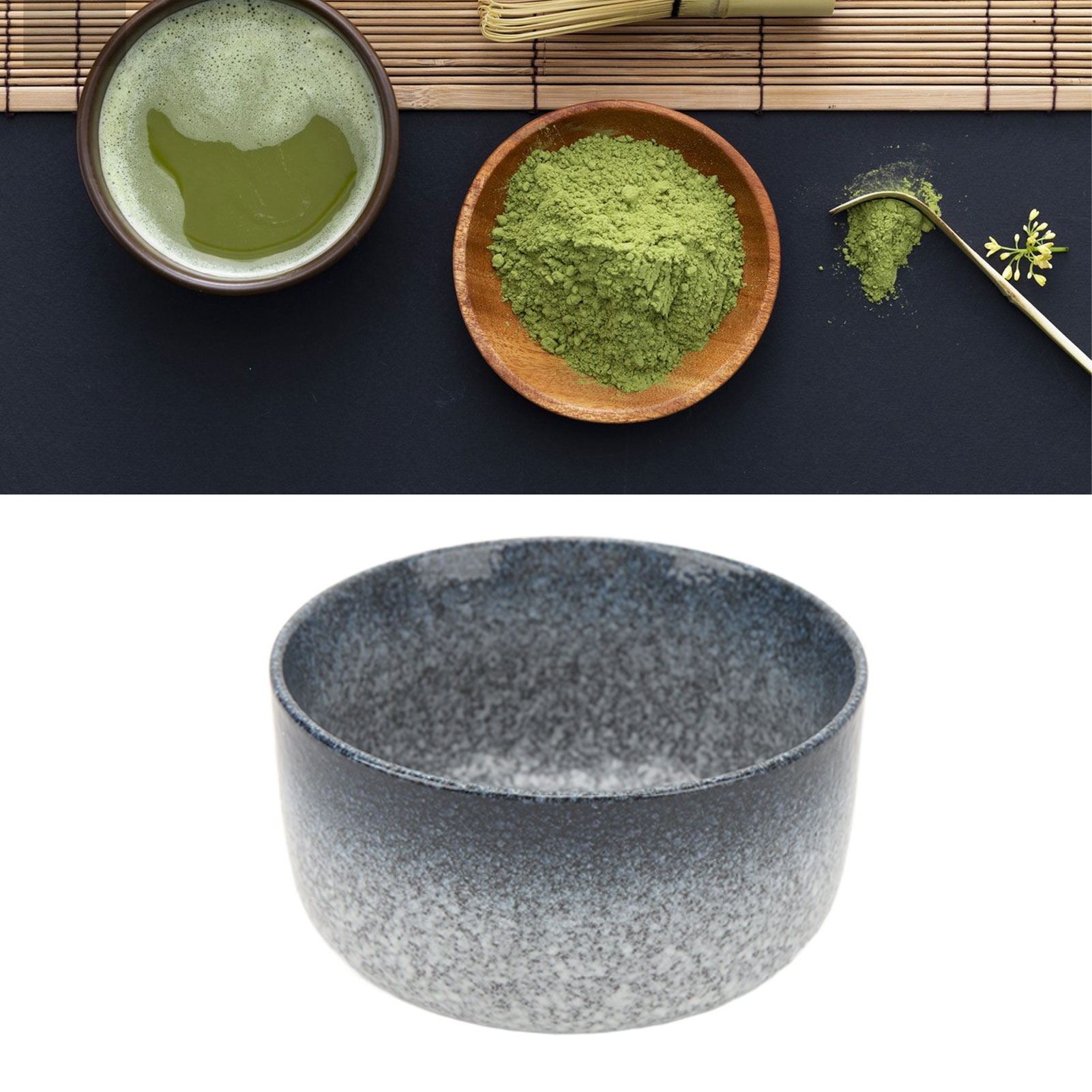 Matcha-besen-set, Bambus-matcha-besen, Ofengebackenes Blaues Matcha-besen-set.