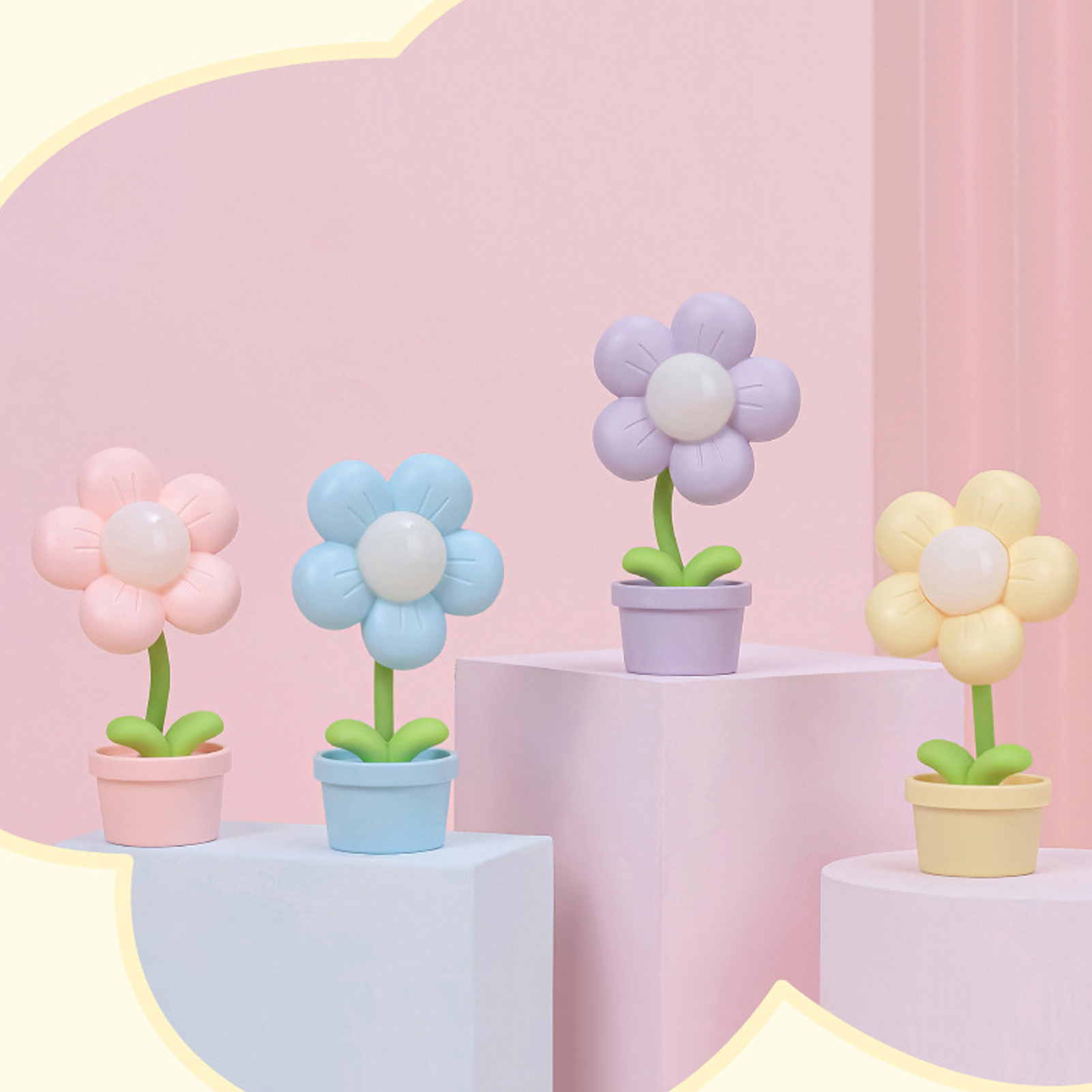Mini-blumen-nachtlicht, Niedliche Nachttischlampe, Originelle Schreibtischdekoration, Kleines Geschenk, Blau