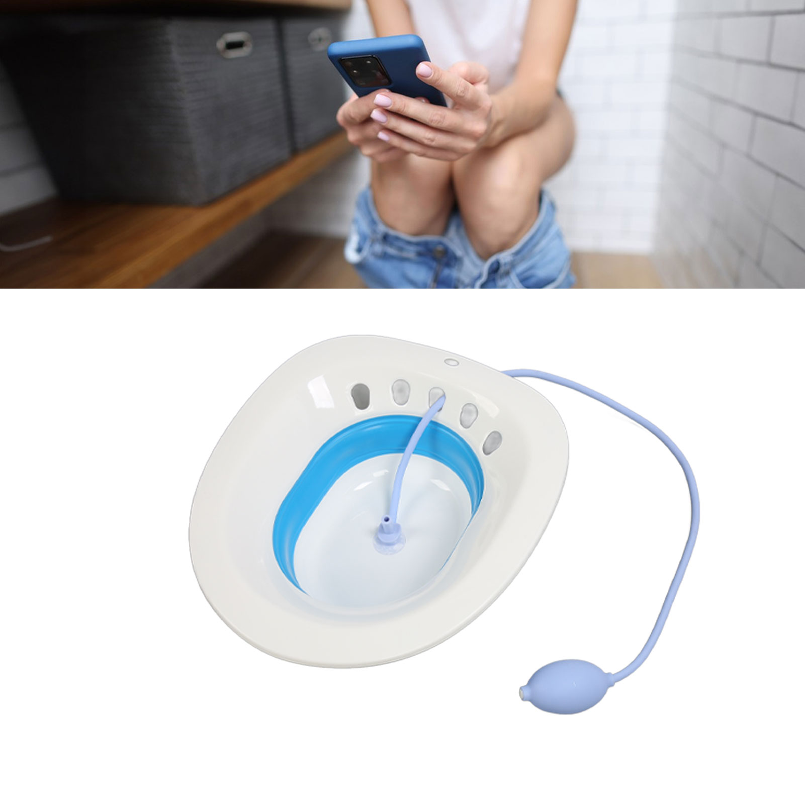 Sitzbad Bei Hämorrhoiden, Toilettensitz, Wochenbettpflege, Faltbares Sitzbad-set Für Frauen, Blau.