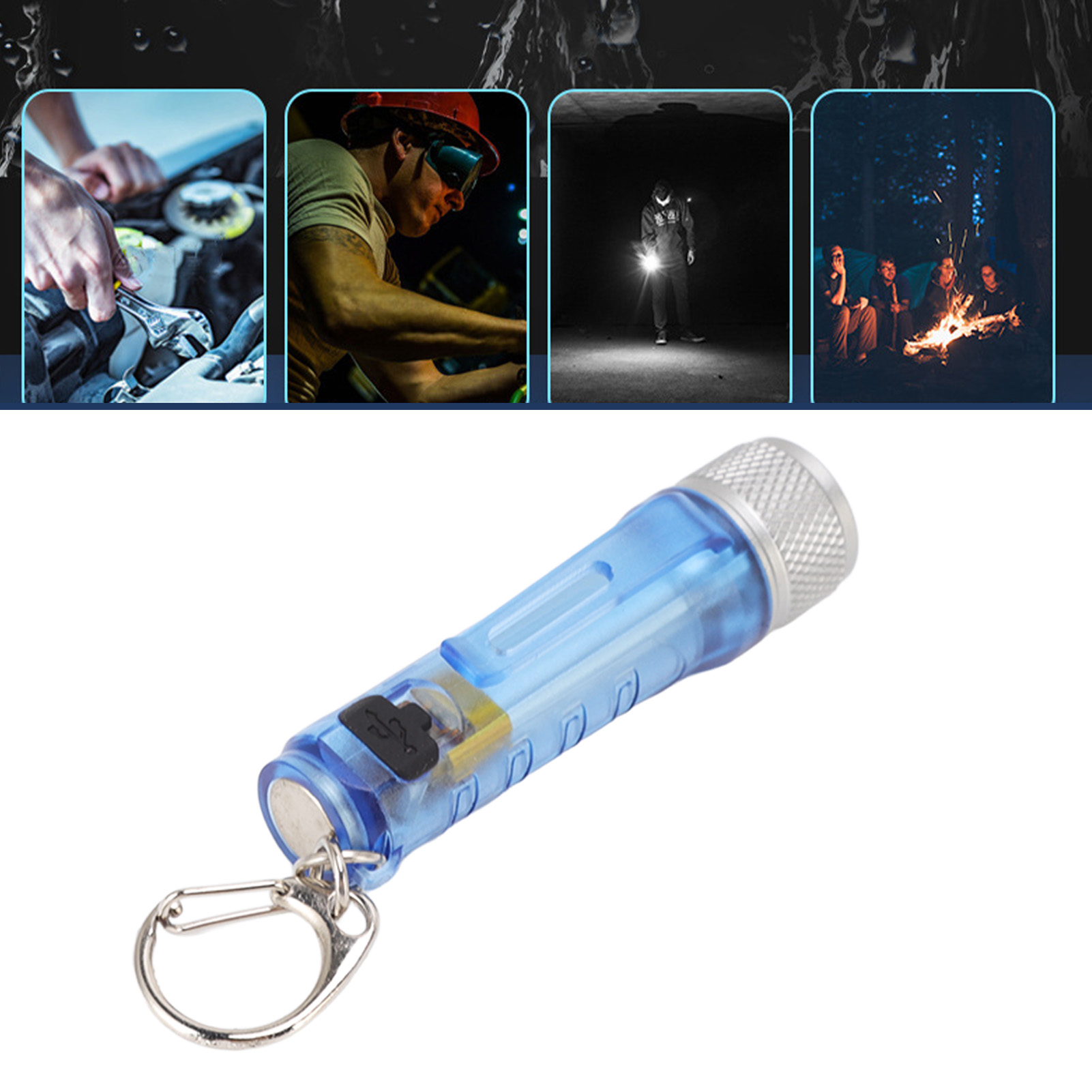 Wiederaufladbare Multifunktions-taschenlampe Über Usb, Hohe Intensität, Ultrahell, Große Reichweite, Mini-tragbare Led-taschenlampe Für Den Außenbereich, Blau.