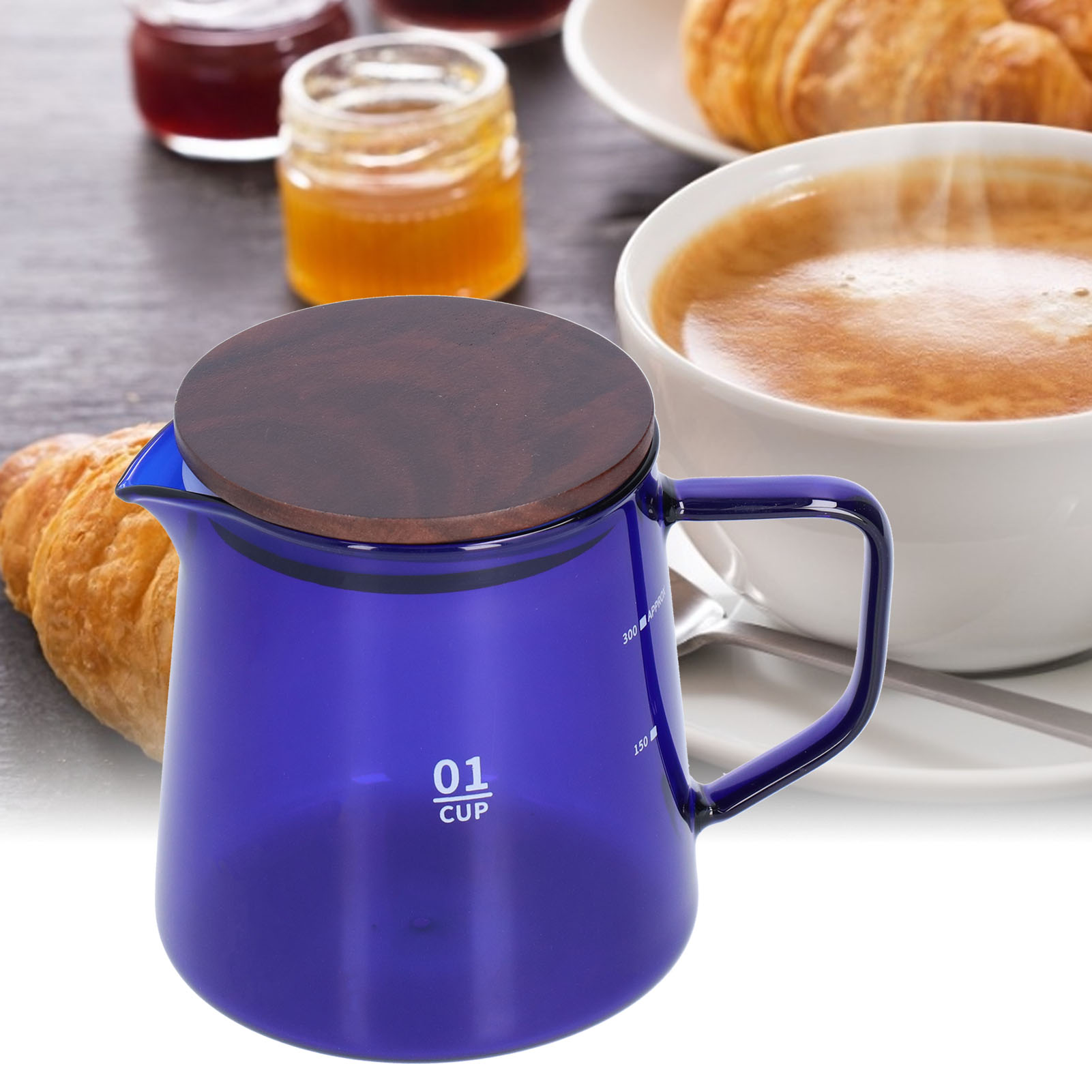 Hitzebeständiger Glaskessel Mit Deckel, Haushaltskessel, Teekanne, Kaffeemaschine, Teedose, Blau
