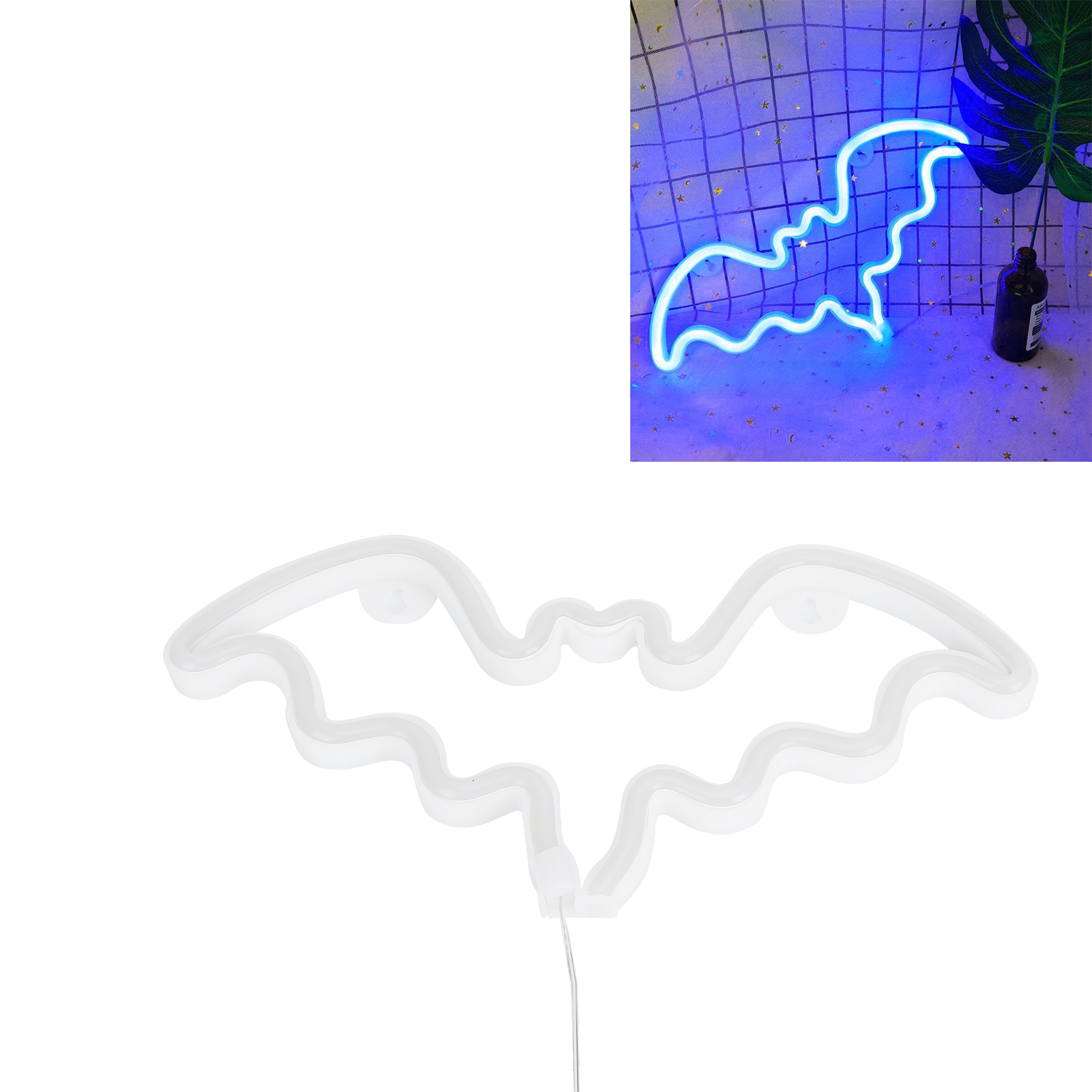 Neon-led-fledermaus-stimmungslampe, Fledermausförmige Dekoration Für Partys, Abende Und Schlafzimmer (blau)