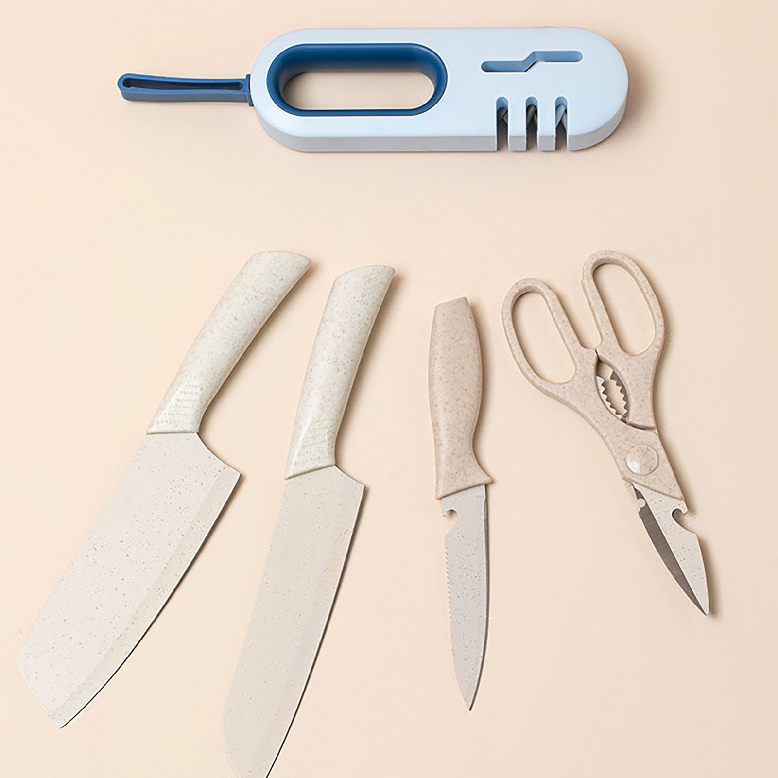 Schnellschärfwerkzeug Für Küchenmesser, Scheren Und Obstmesser Blauer Multifunktionaler Schärfstein.