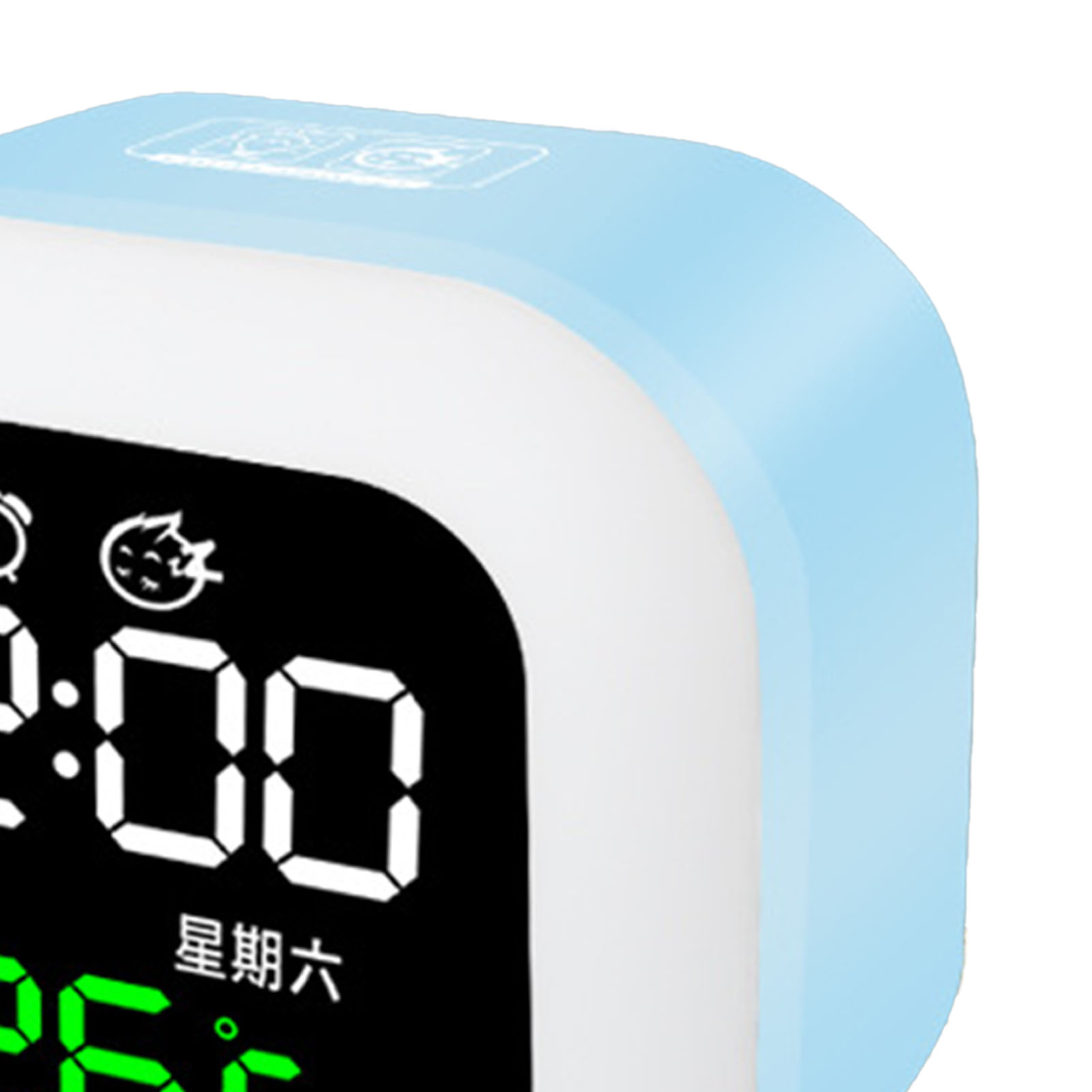 Led-spiegelwecker, Usb-aufladbar, Nachttischlicht Für Schüler/kinder, Elektronischer Wecker, Intelligenter Wecker, Blau.