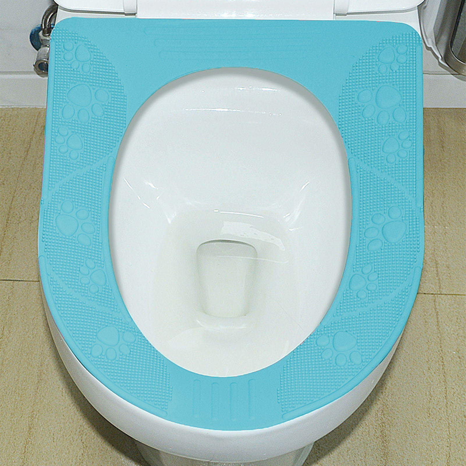 Ganzjahres-wc-sitzbezug Aus Umweltfreundlichem Silikon Mit Rutschfester Oberfläche, Himmelblau