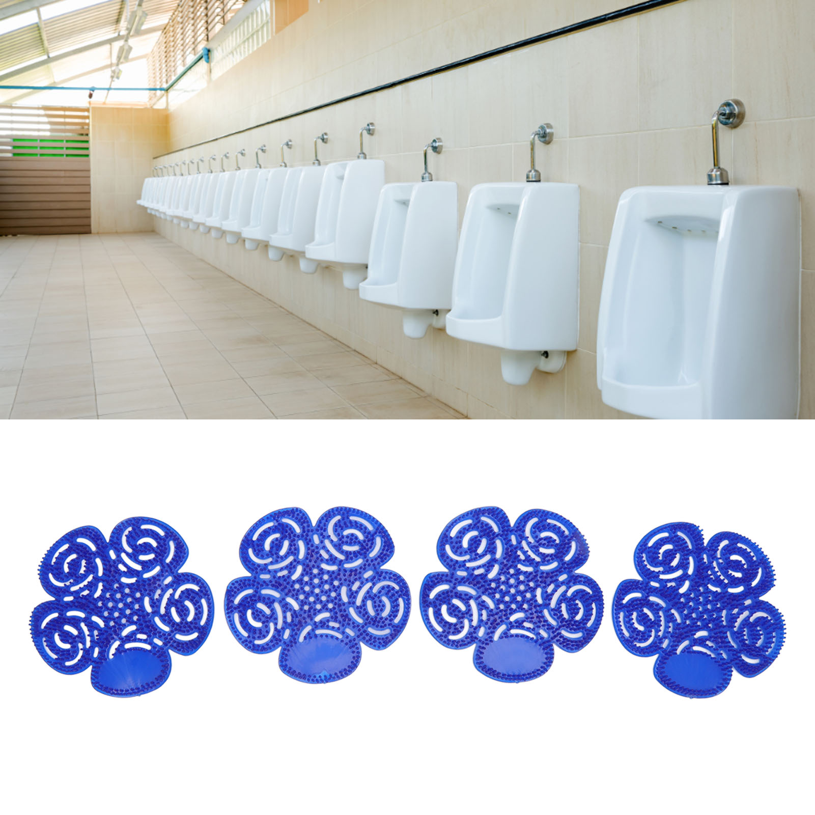 Vier Deodorierungsblöcke Für Urinale, Duftende Deodorierungs- Und Spritzschutzfolien Für Urinale Werden Zusammen Verkauft.