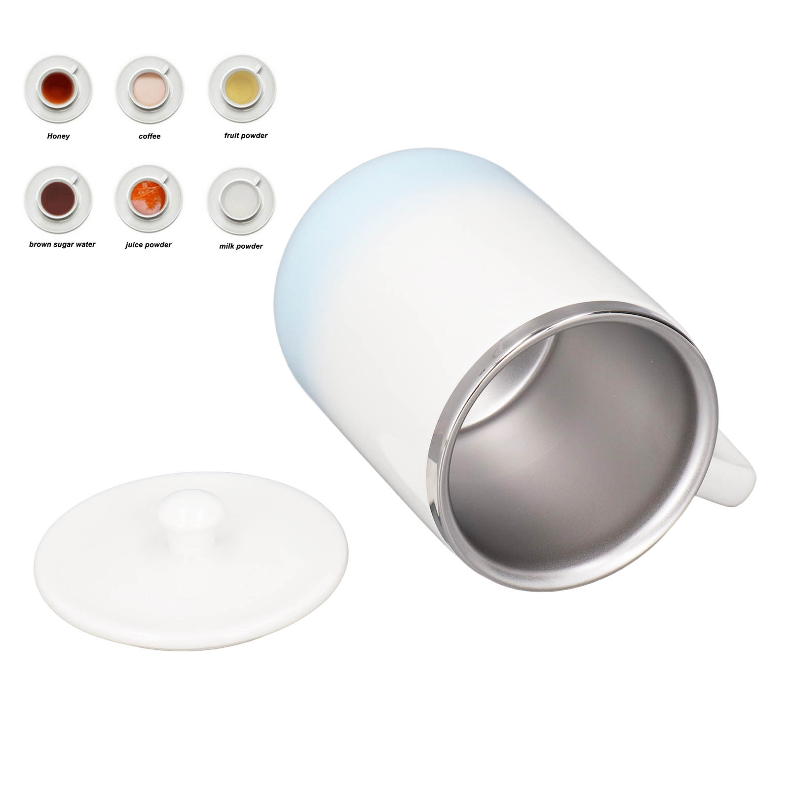 Automatischer Keramik-mixbecher Mit Differenztemperaturregelung, Kostenlos, 360 Ml, Zum Mixen Von Kaffee, Heißer Schokolade, Milch Und Latte – Keramik-mixbecher Der Zweiten Generation – Hellblau