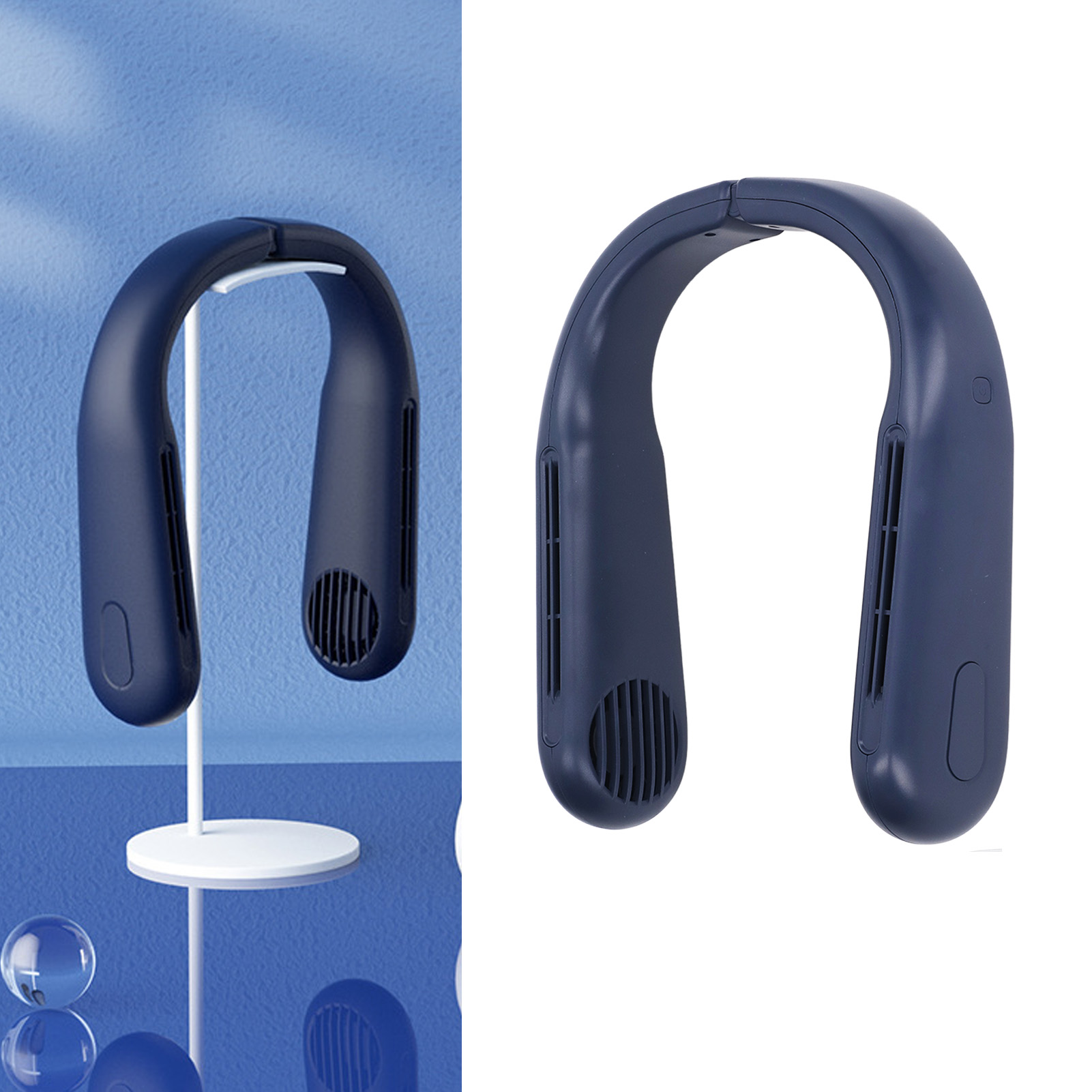 Nackenventilator, Mini-nackenventilator Für Faule, Usb-aufladbar, Blau.