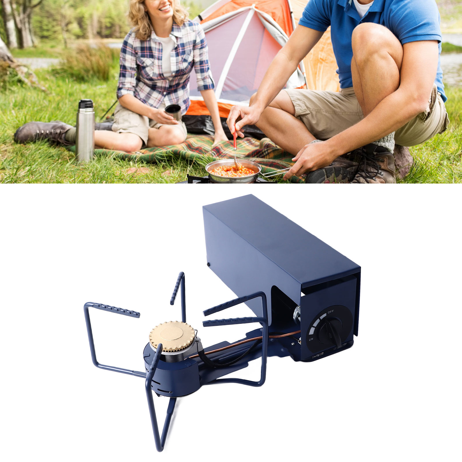 Tragbarer, Faltbarer Gaskocher, Outdoor-gaskocher, Camping-gaskocher, Gaskocher, Blau.