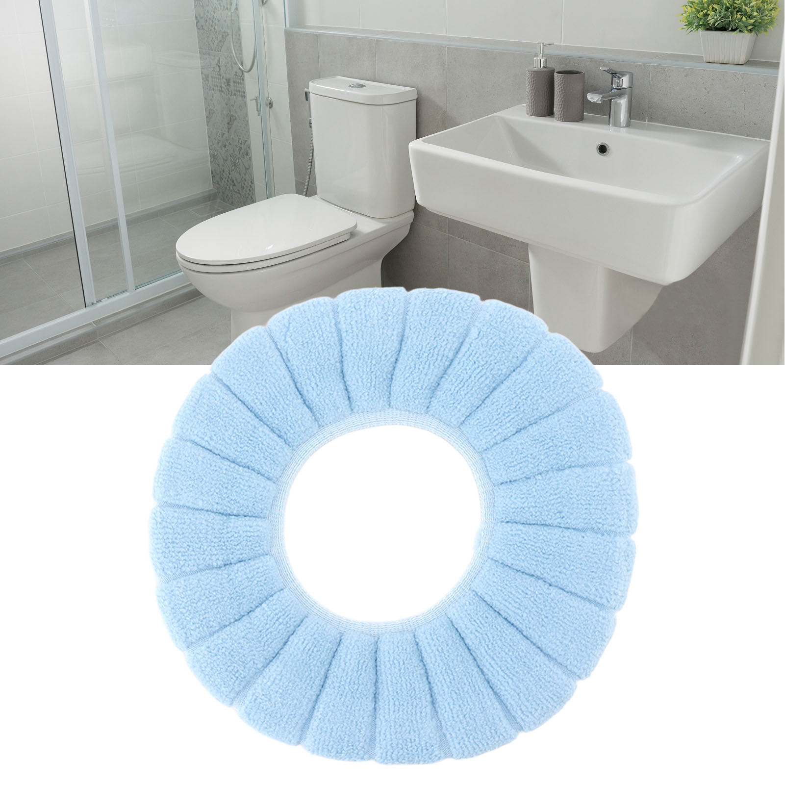 Wc-sitzbezug, Warm Und Waschbar, Universell, Blau.