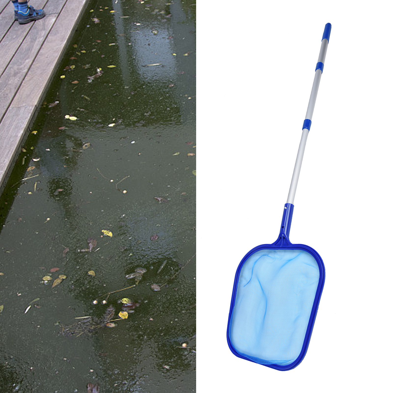 Poolreinigungsset (für Tiefes Und Flaches Wasser, Inklusive Skimmernetz, Multifunktionsstange Und Reinigungshandschuhen)