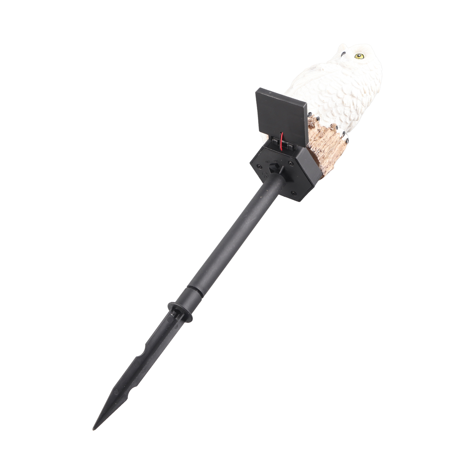 Solarbetriebene, Eulenförmige Stehlampe Aus Kunstharz, Regensichere Led-außenstehlampe, Ambientebeleuchtung Für Rasen Und Garten, 1-zellen-600mah-ni-mh-akku, Weiß.