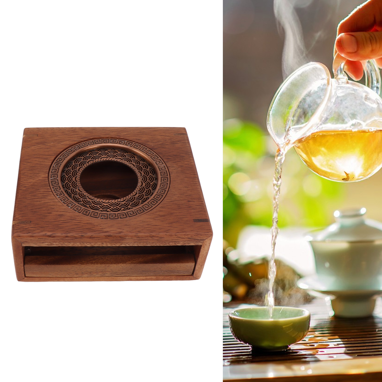 Teekannenwärmer Im Japanischen Stil Aus Walnussholz, Basis Für Teewärmer Im Haushalt, Teekanne, Serviertasse, Teewärmer, Aromaverstärker, Herd Zum Aufbrühen Und Rösten Von Tee.