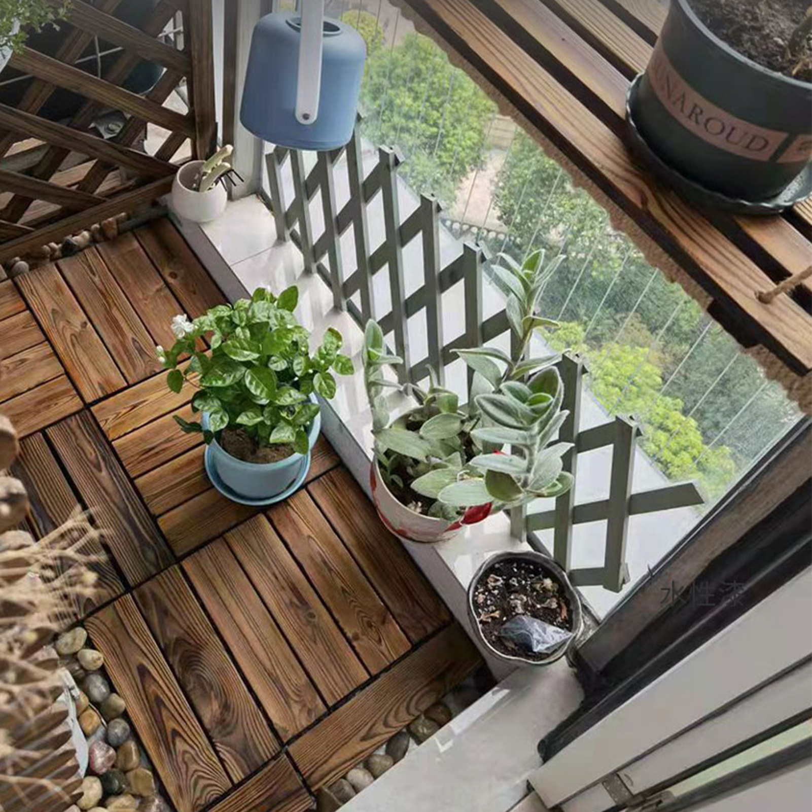 Korrosionsbeständige Parkettböden, Verandaböden, Massivholz-bodenmatten Für Terrassen Und Balkone, Selbstverlegendes Gartenparkett Aus Karbonisiertem Holz
