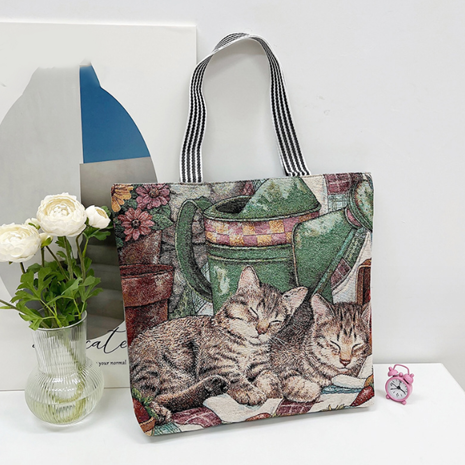 Retro-umhängetasche Mit Einseitiger Stickerei, Sehr Beliebt Auf Tiktok, Große Canvas-tasche Im Ethno-stil Für Damen, Einkaufstasche Aus Stoff Im Chinesischen Stil