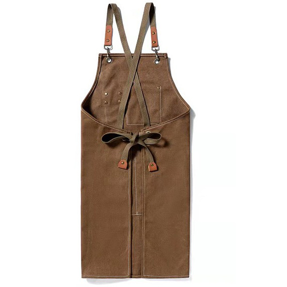 Dicke, Wasserdichte Canvas-schürze, Ideal Für Gartenarbeit, Cafés, Friseursalons, Teestuben Und Ateliers Jeansschürze In Kamelfarbe.